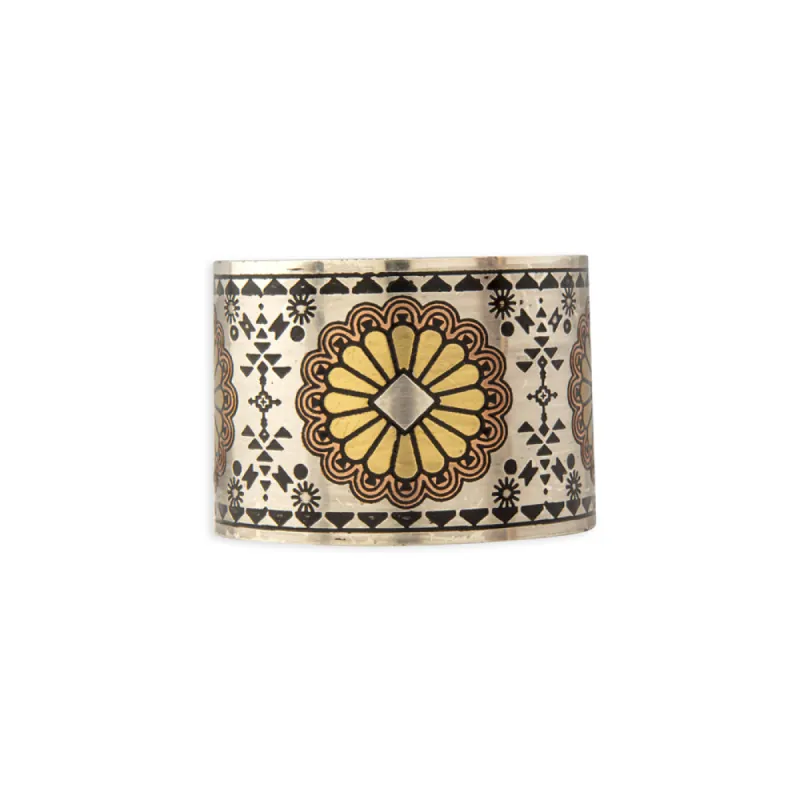 Mesa Sun Etched Metal Cuff Bracelet sold by Myra Bag