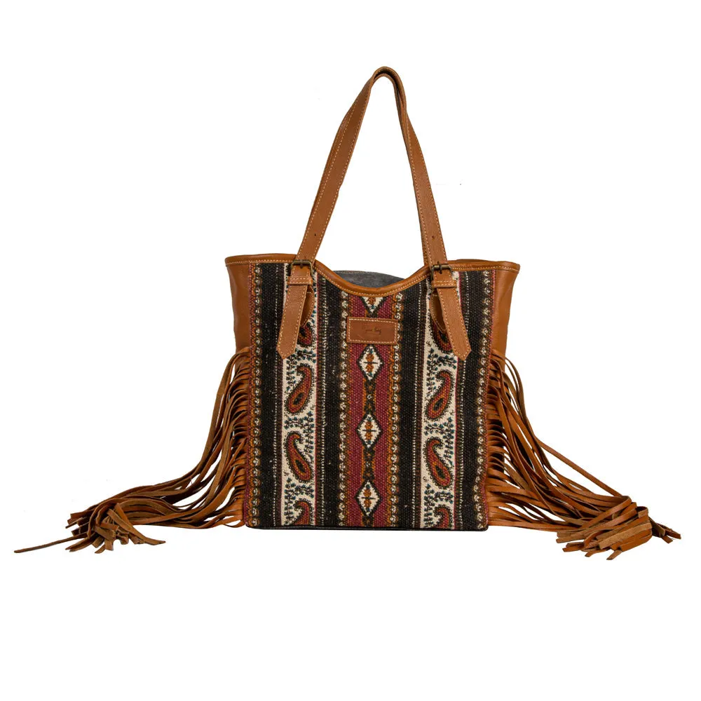 Mojave Paisley Fringed Tote Bag sold by Myra Bag