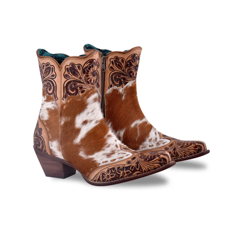 Winchester Hair-on Hide & Hand-tooled Boots sold by Myra Bag