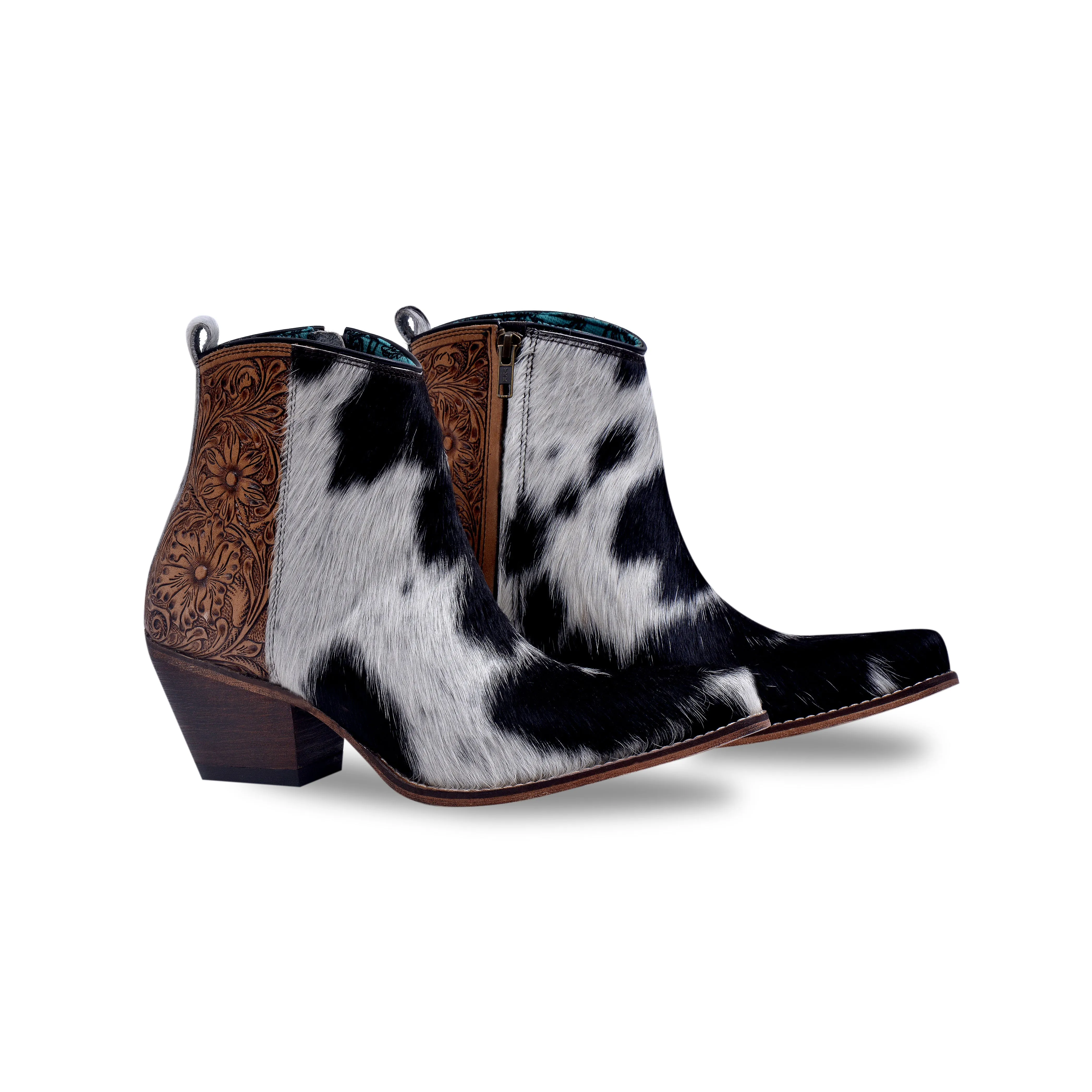 Laramie Plains Hair-on Hide & Hand-tooled Boots sold by Myra Bag