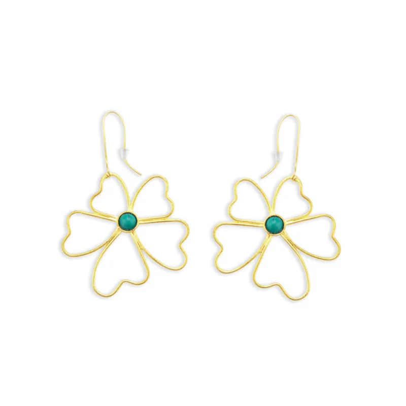 Peony Petals Flower Gold Toned Earrings sold by Myra Bag