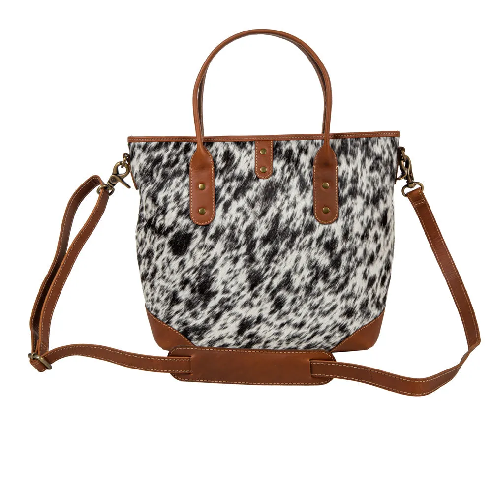 Cullom Trail Hair-On Hide Leather Hairon Bag In Black sold by Myra Bag