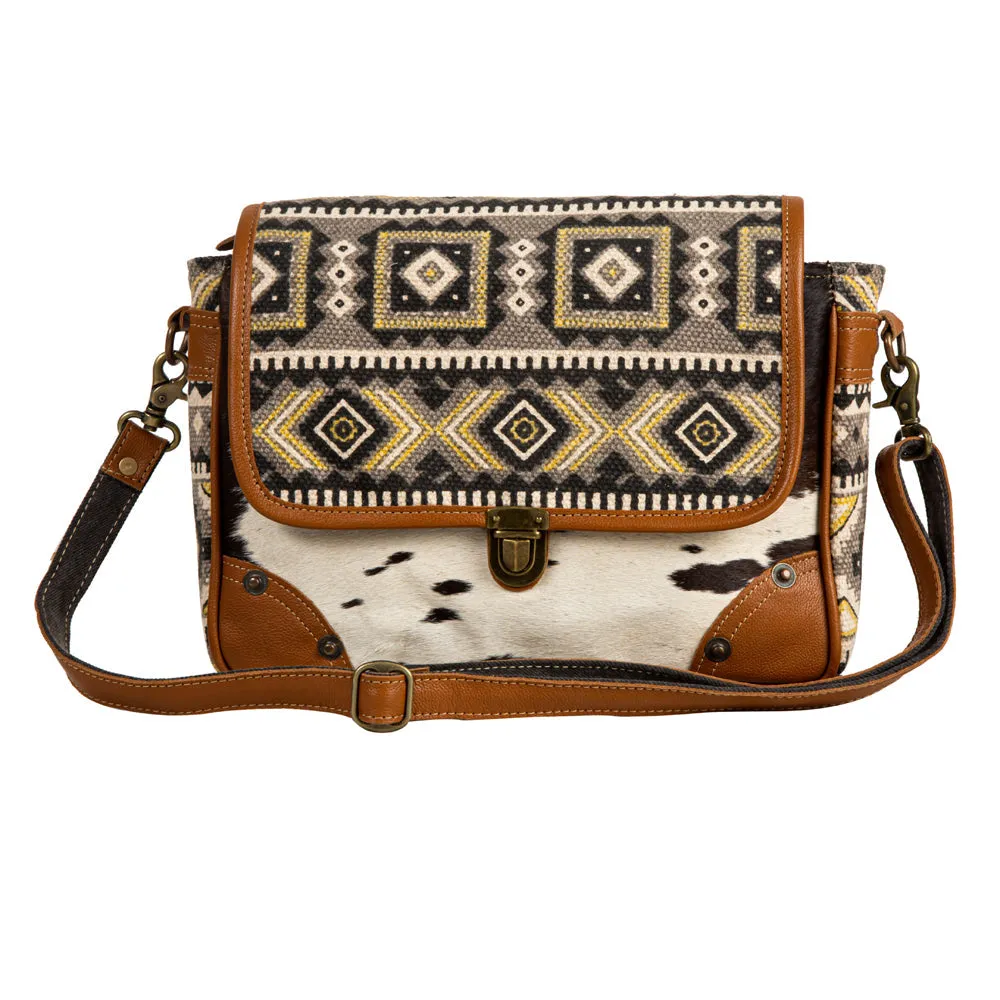 Bison Ridge Messenger Bag With Hair-On Hide sold by Myra Bag