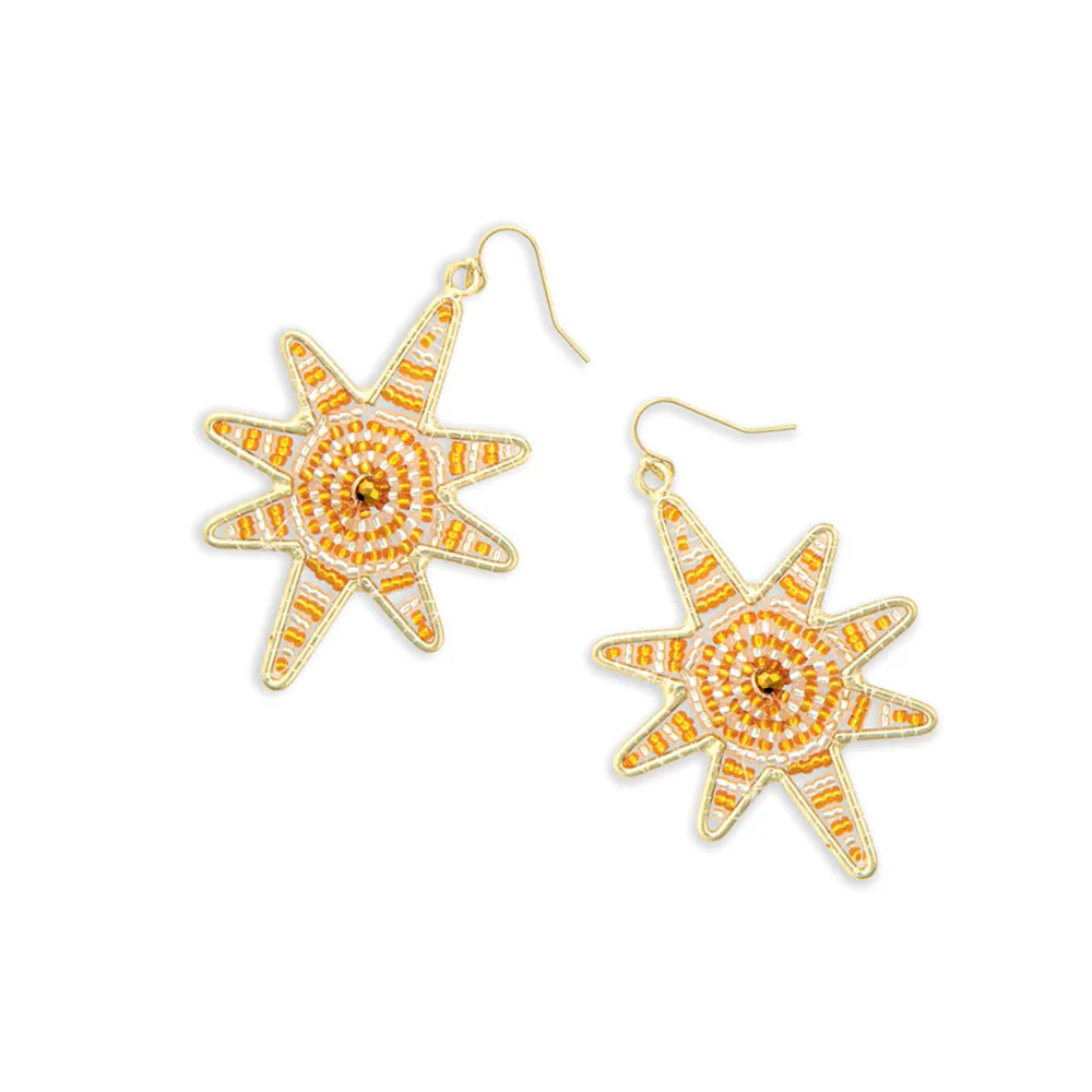 Guiding Star Beaded Earrings in Gold & White sold by Myra Bag product image thumbnail 2