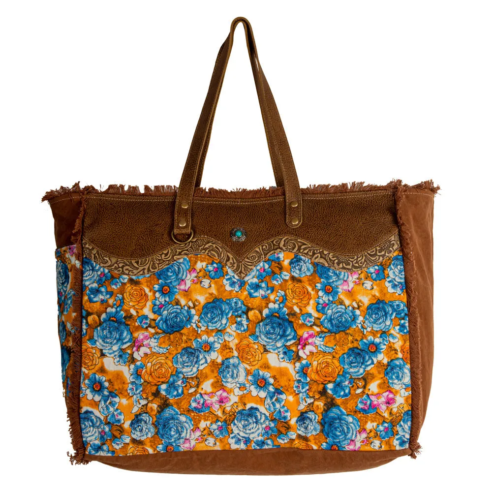 Blue Ridge Blooms Weekender Bag sold by Myra Bag