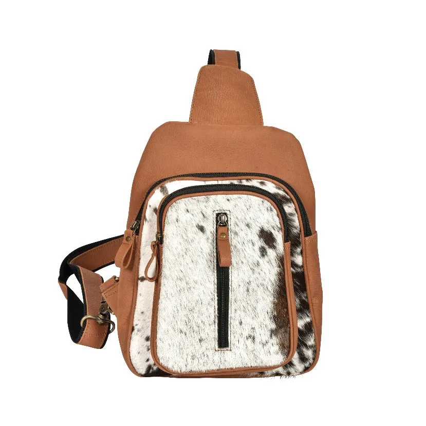 Mountain Bend Hair-On Hide Bucket Sling Bag sold by Myra Bag