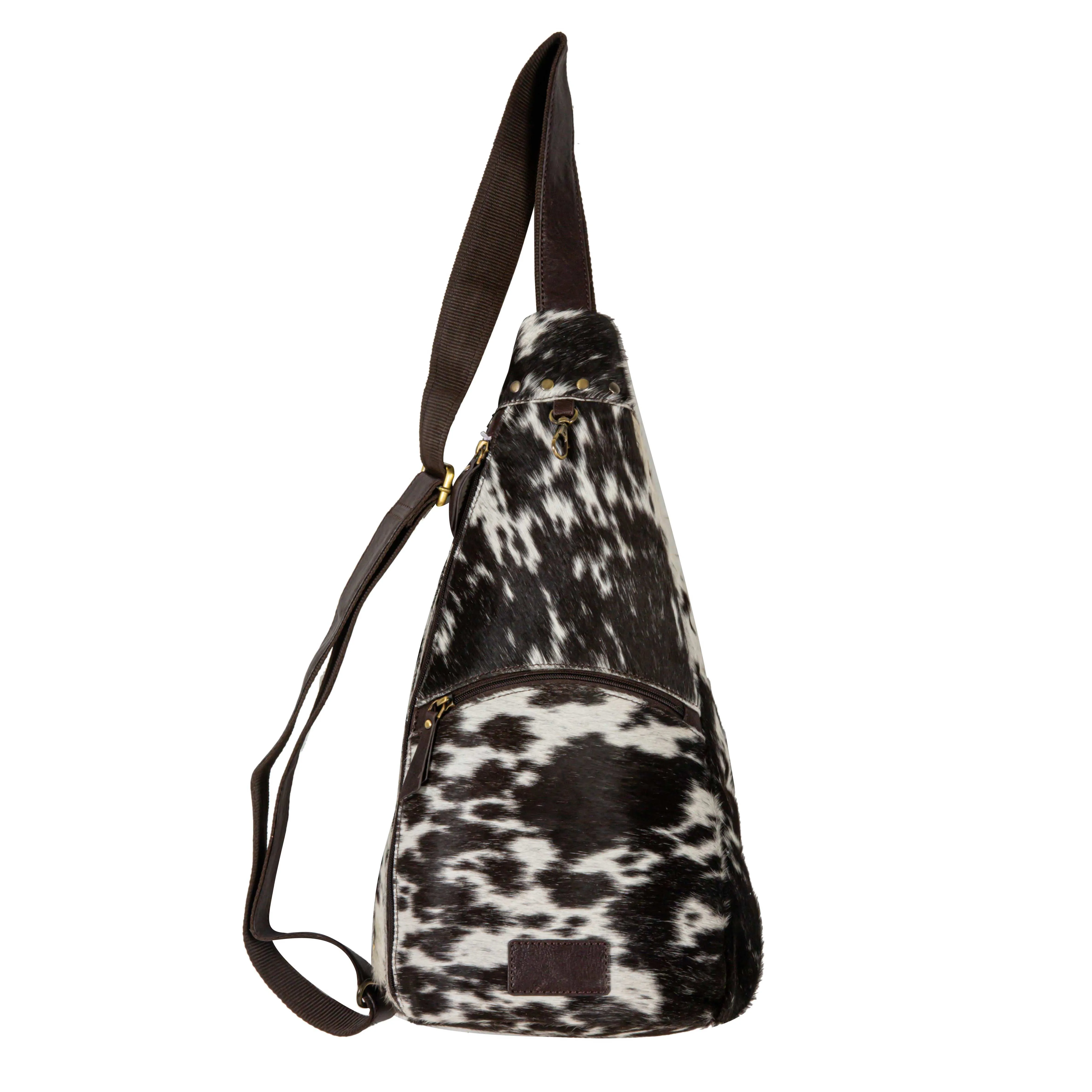Cullom Trail Hair-On Hide Bucket Sling Bag In Black sold by Myra Bag product image thumbnail 4
