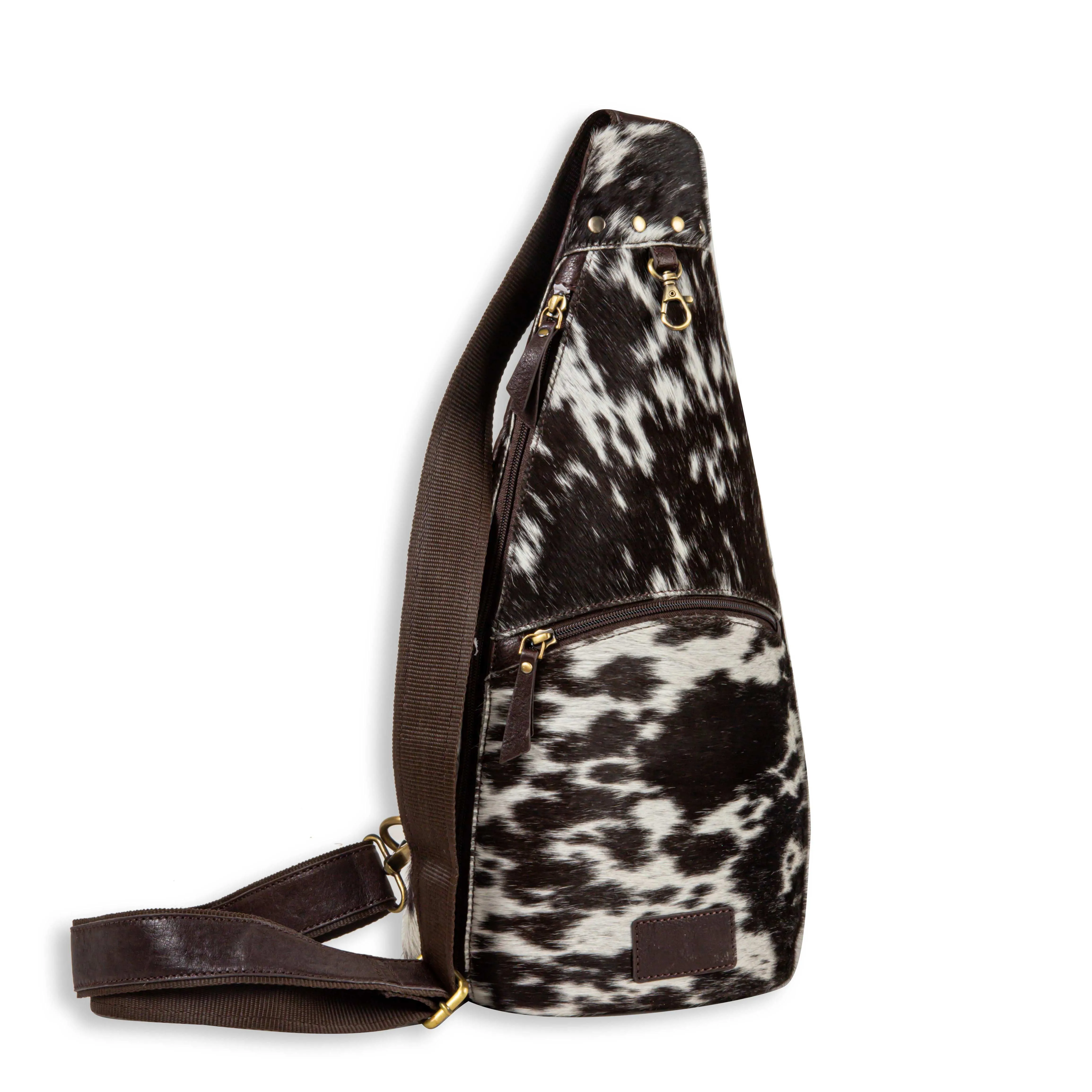 Cullom Trail Hair-On Hide Bucket Sling Bag In Black sold by Myra Bag product image thumbnail 2