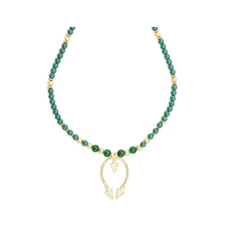 Looping Arrow Faux Malachite Necklace sold by Myra Bag
