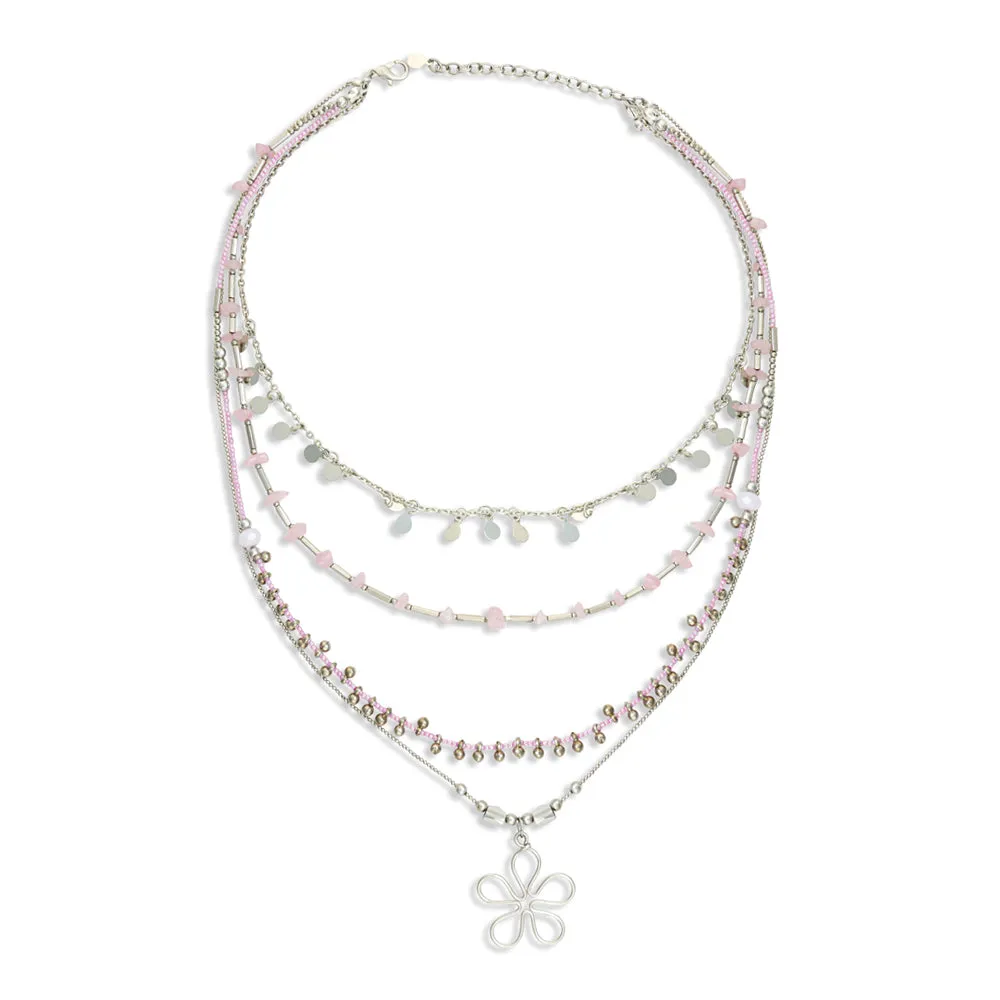 Rose Quartz Multistrand Blossom Pendant Necklace sold by Myra Bag product image thumbnail 2