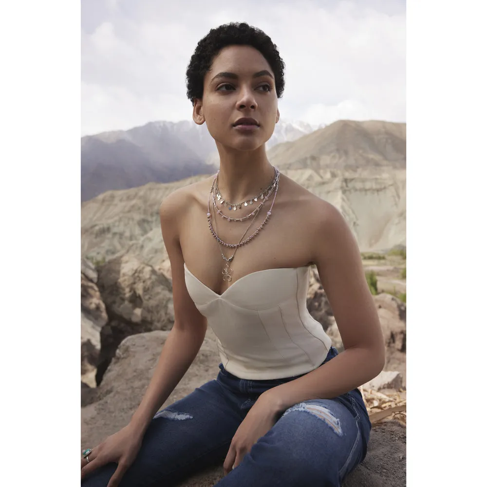 Rose Quartz Multistrand Blossom Pendant Necklace sold by Myra Bag product image thumbnail 3