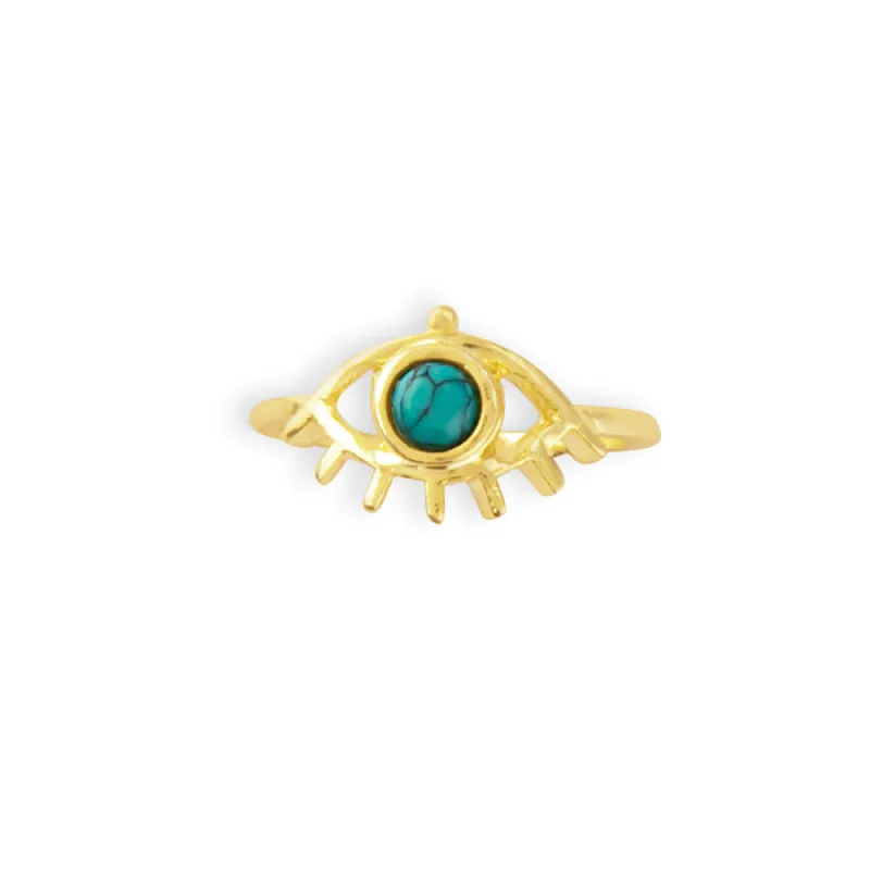 Theia Eye Gold Tone Ring With Stone Set sold by Myra Bag