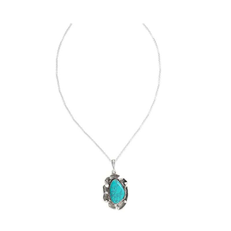 High Sierra Turquoise & Silver Tone Crafted Necklace sold by Myra Bag