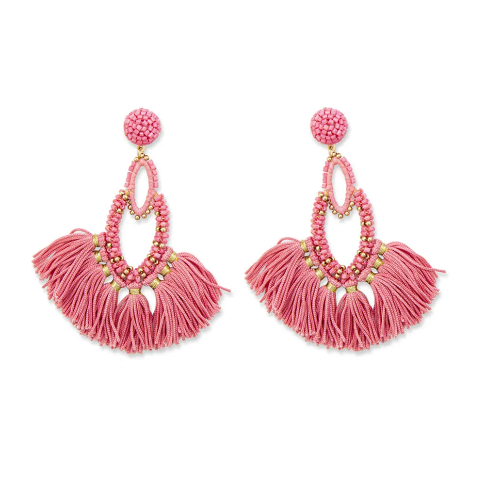 Caroline Beaded & Fringed Earrings sold by Myra Bag