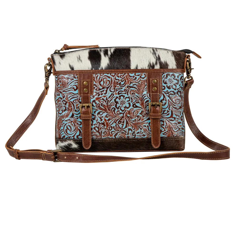 Clara Mae Hand-Tooled Accent Canvas Hairon Bag sold by Myra Bag
