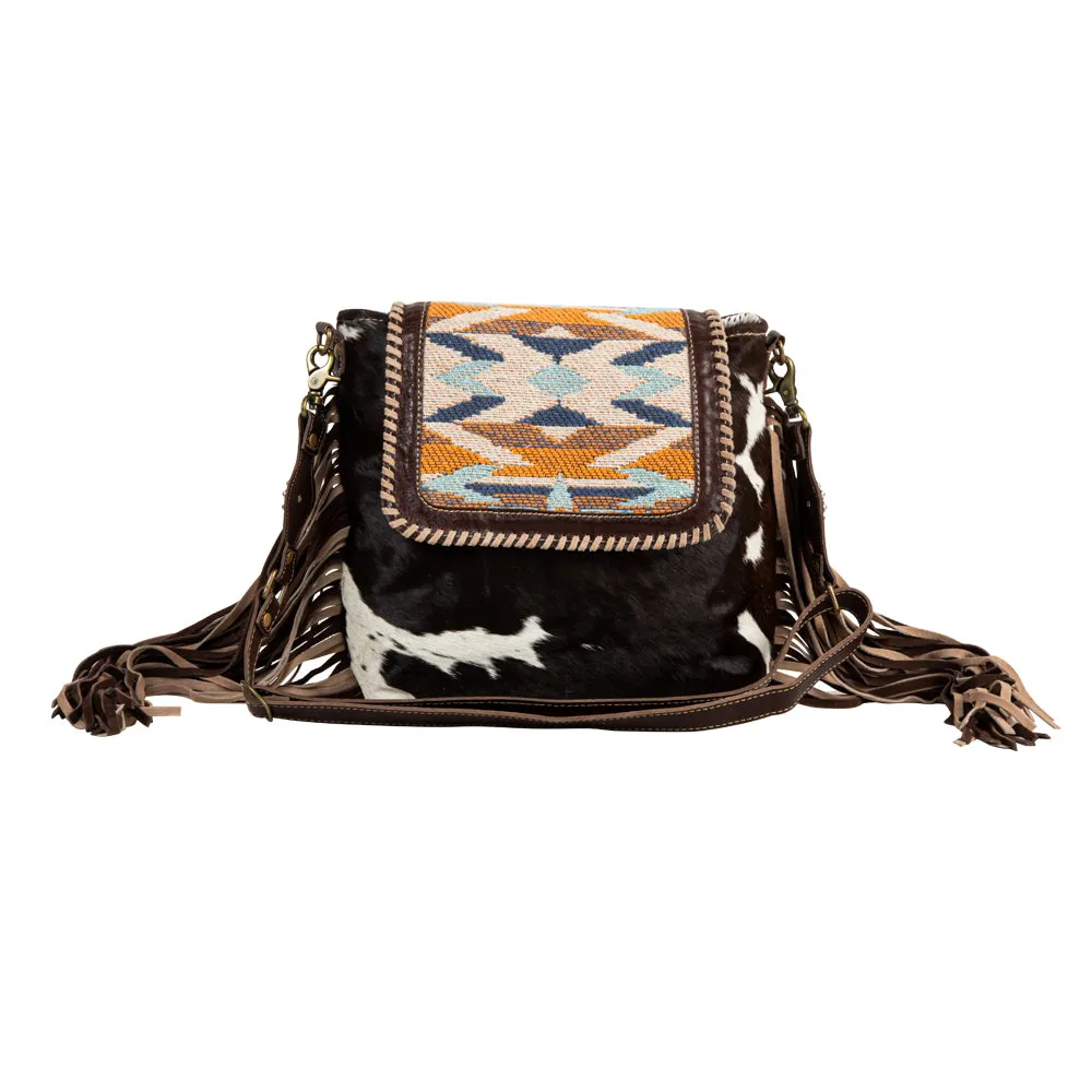 Sun Serape Fringed Leather Hairon Bag sold by Myra Bag
