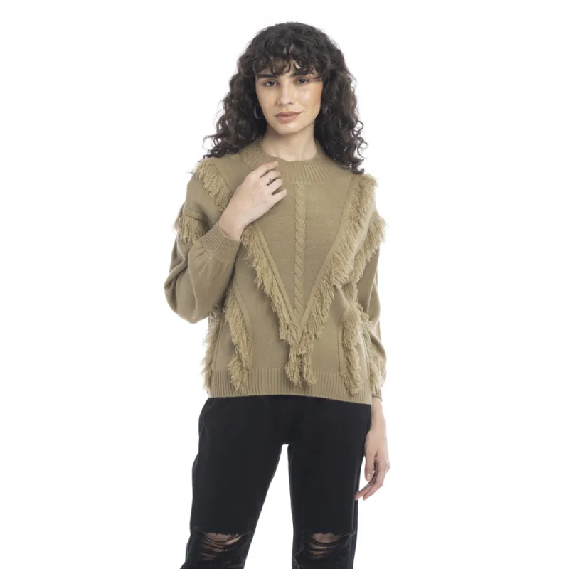 Tessa Fringe Accent Sweater sold by Myra Bag