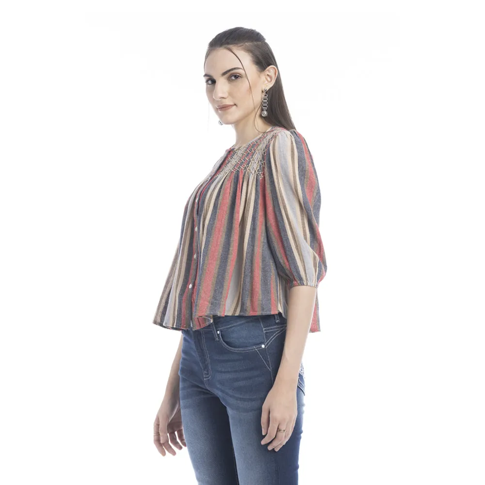 Heather Striped Button Front Top sold by Myra Bag product image thumbnail 5