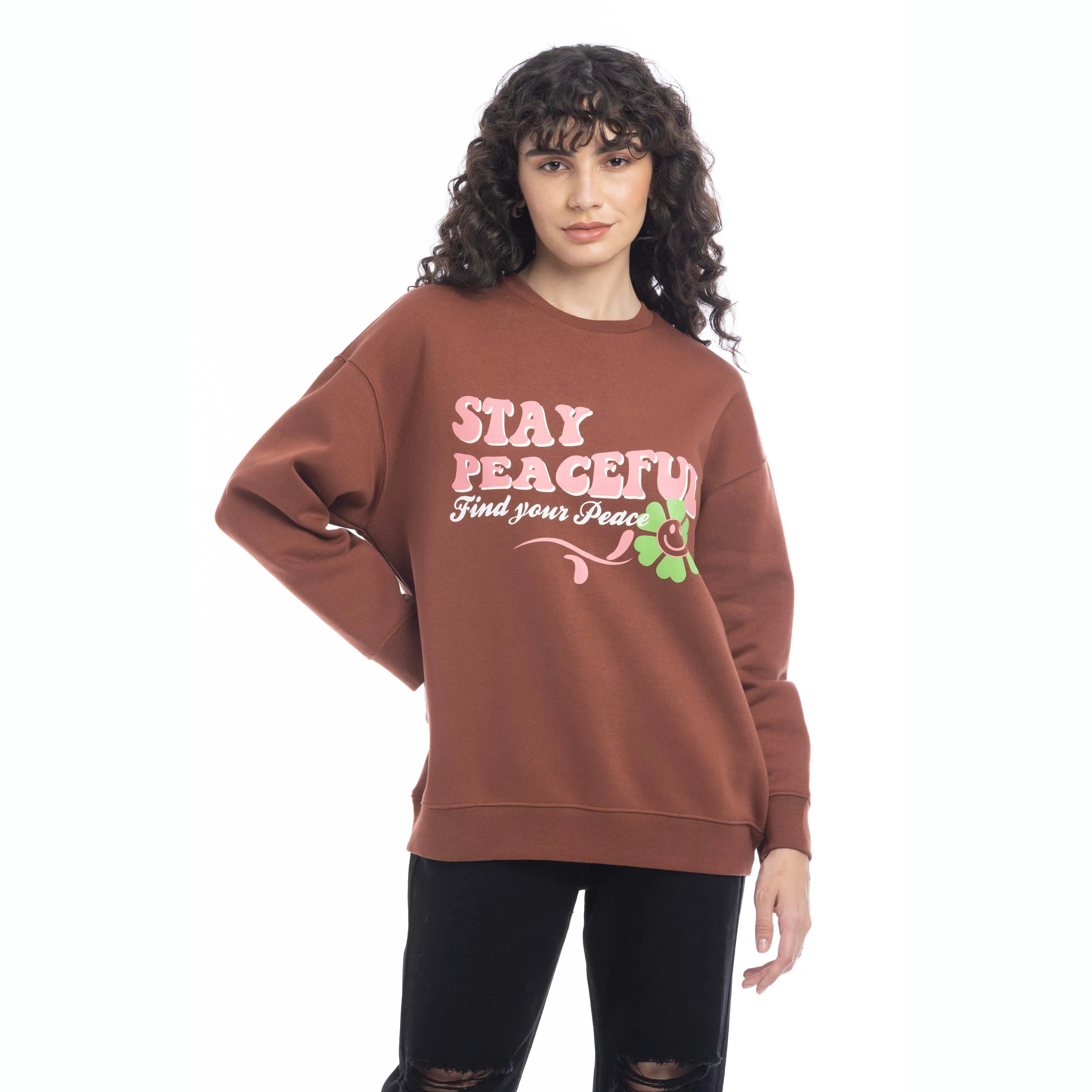 Stay Peaceful Oversized Sweatshirt sold by Myra Bag