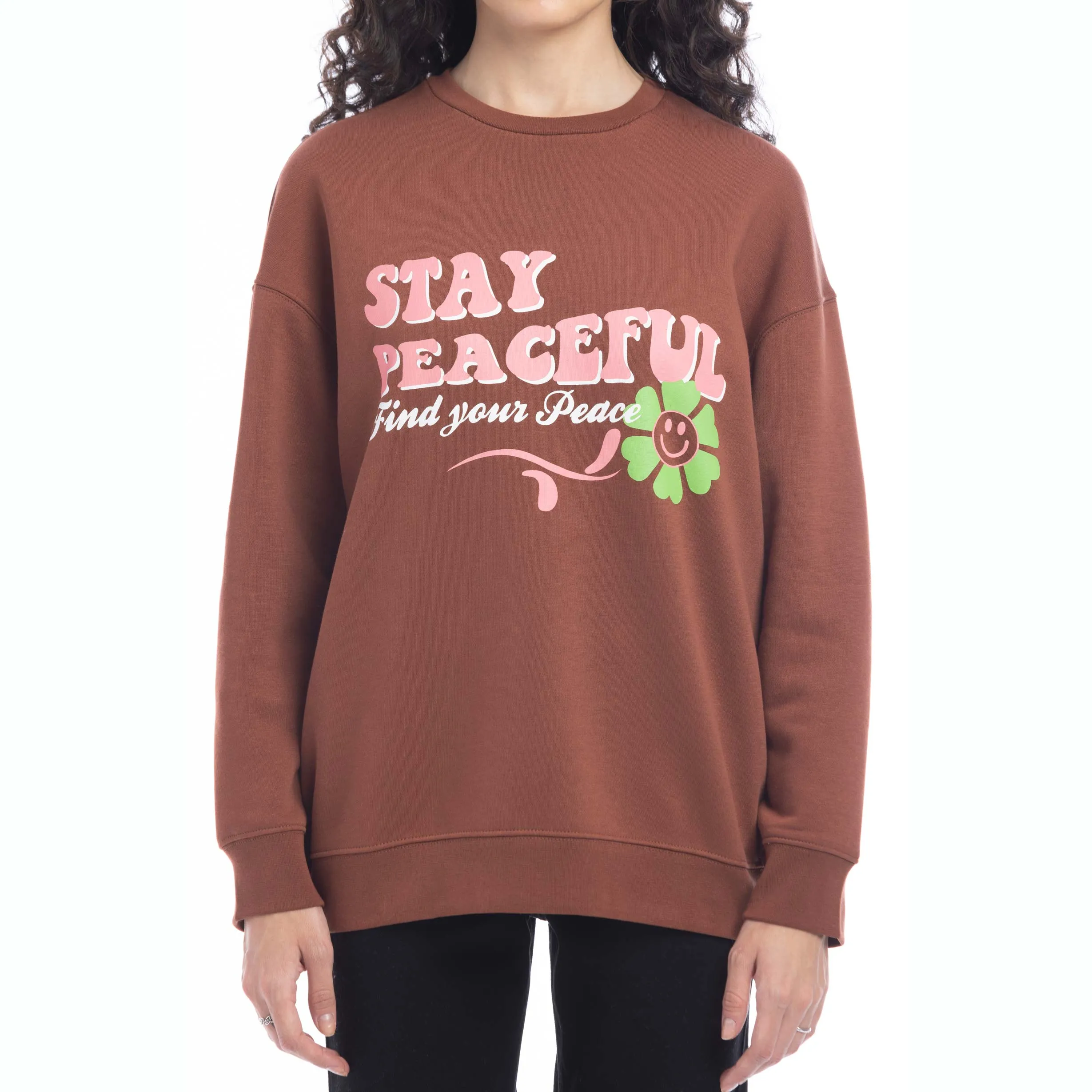 Stay Peaceful Oversized Sweatshirt sold by Myra Bag product image thumbnail 2