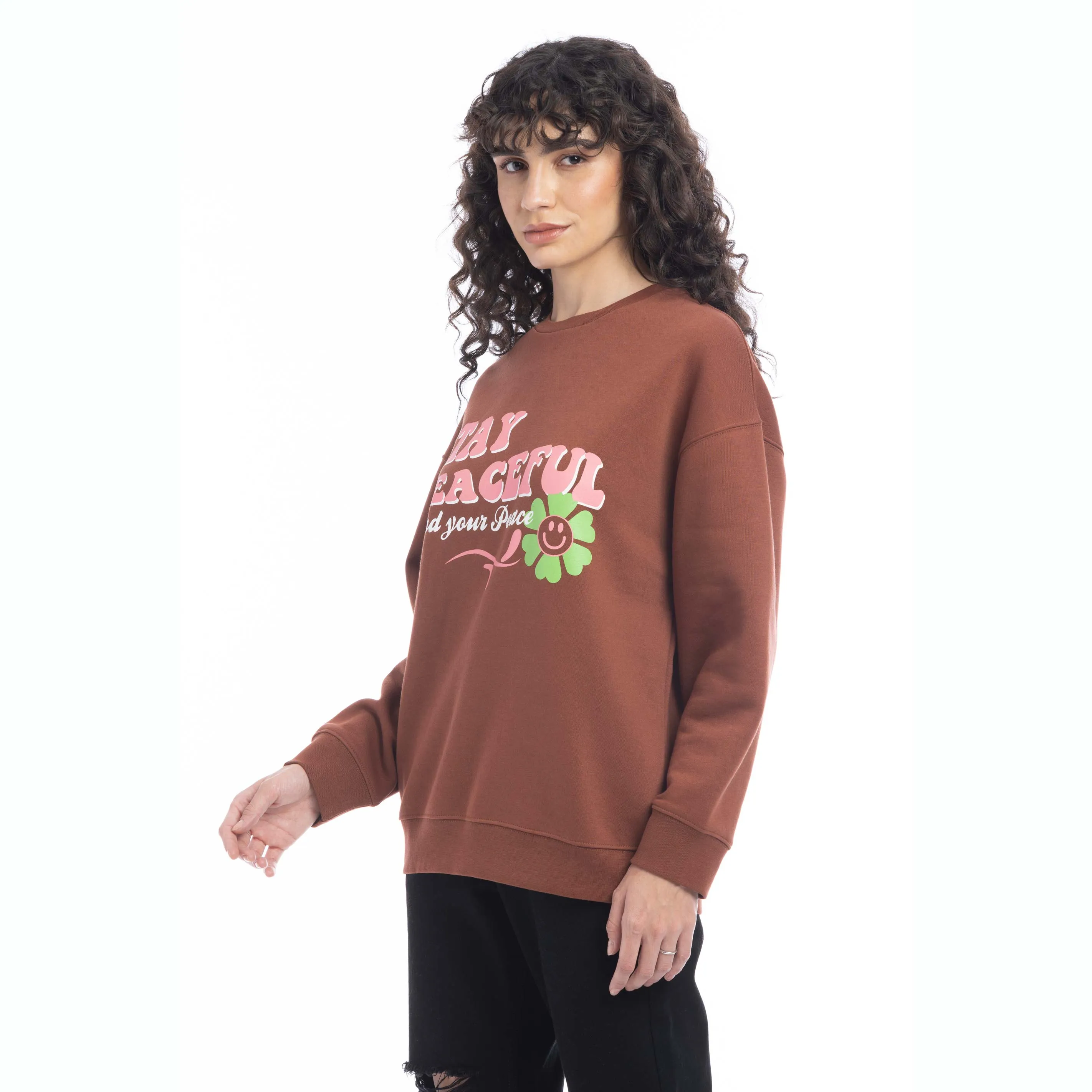 Stay Peaceful Oversized Sweatshirt sold by Myra Bag product image thumbnail 3