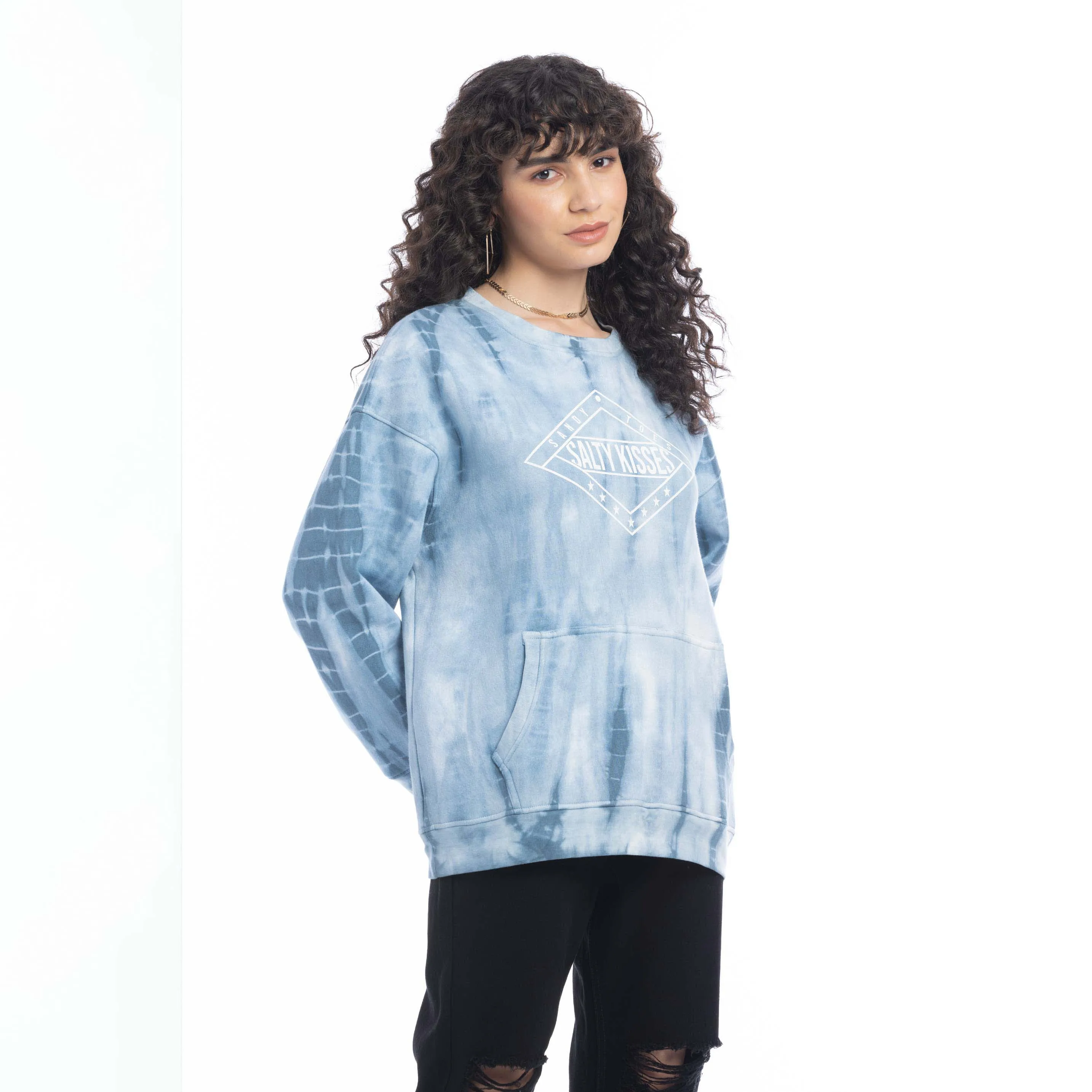 Salty Kisses Tie Died Oversized Sweatshirt sold by Myra Bag product image thumbnail 5