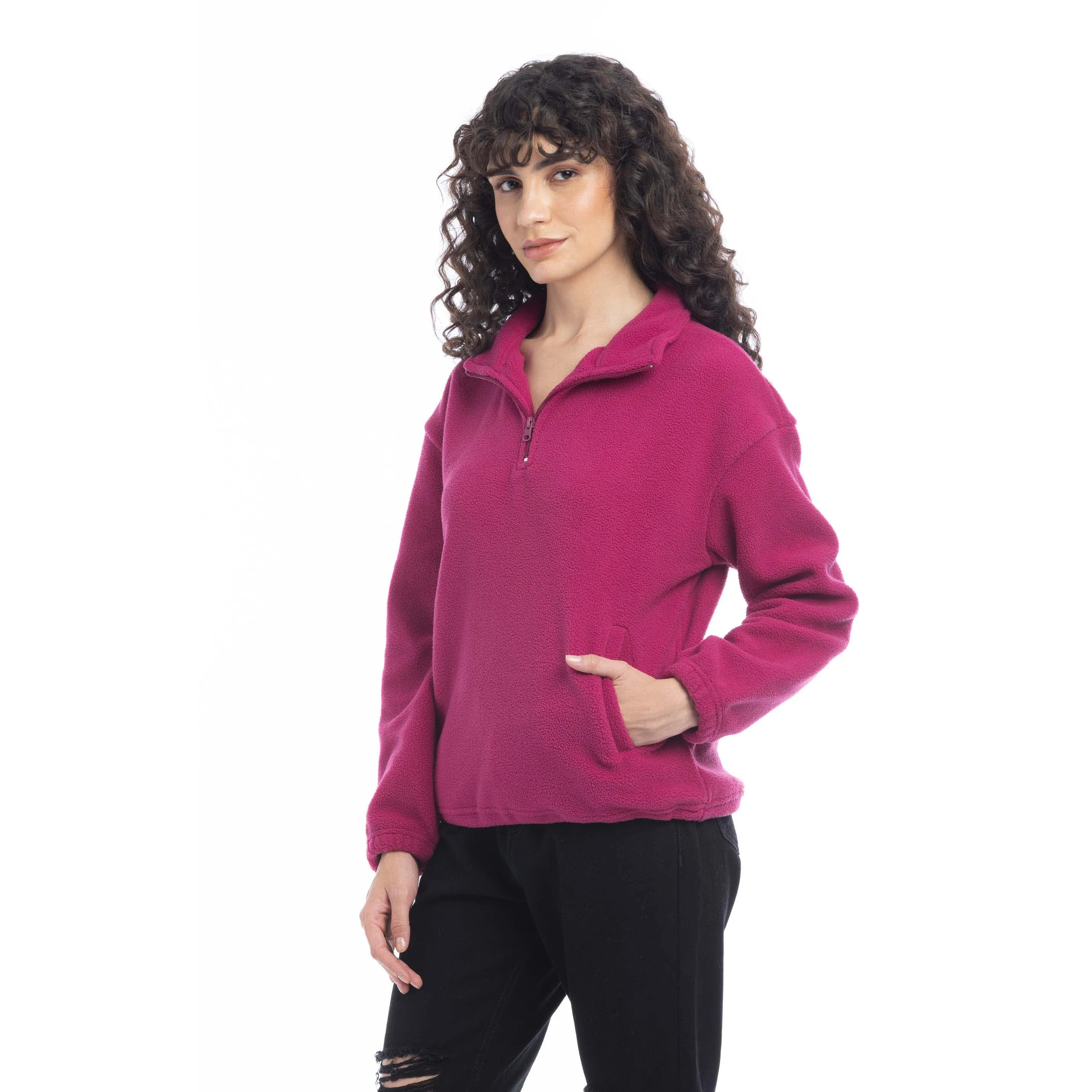 Maren High Collar Jacket in Magenta sold by Myra Bag product image thumbnail 4
