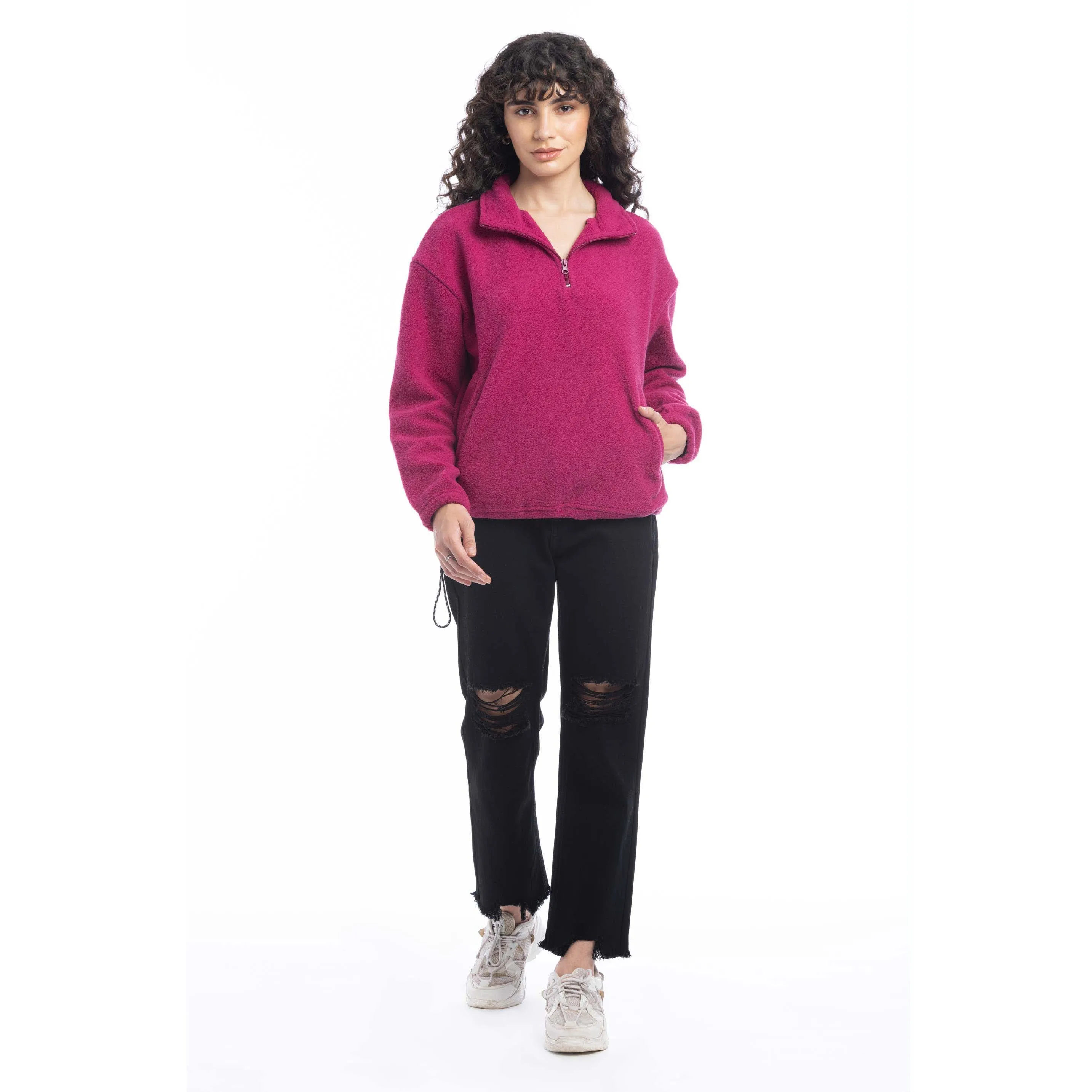 Maren High Collar Jacket in Magenta sold by Myra Bag