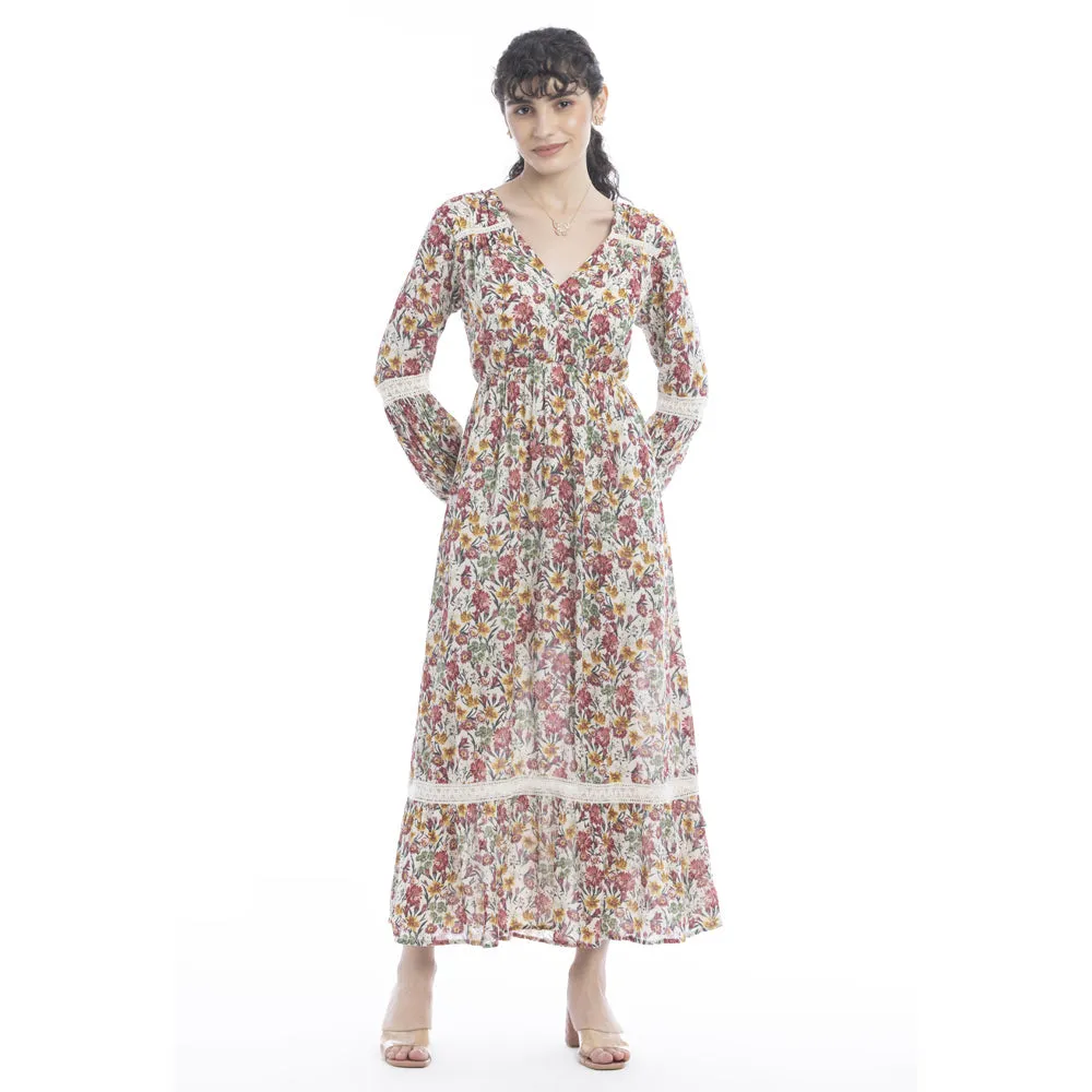 Ember Floral Print Lace Accent Dress sold by Myra Bag