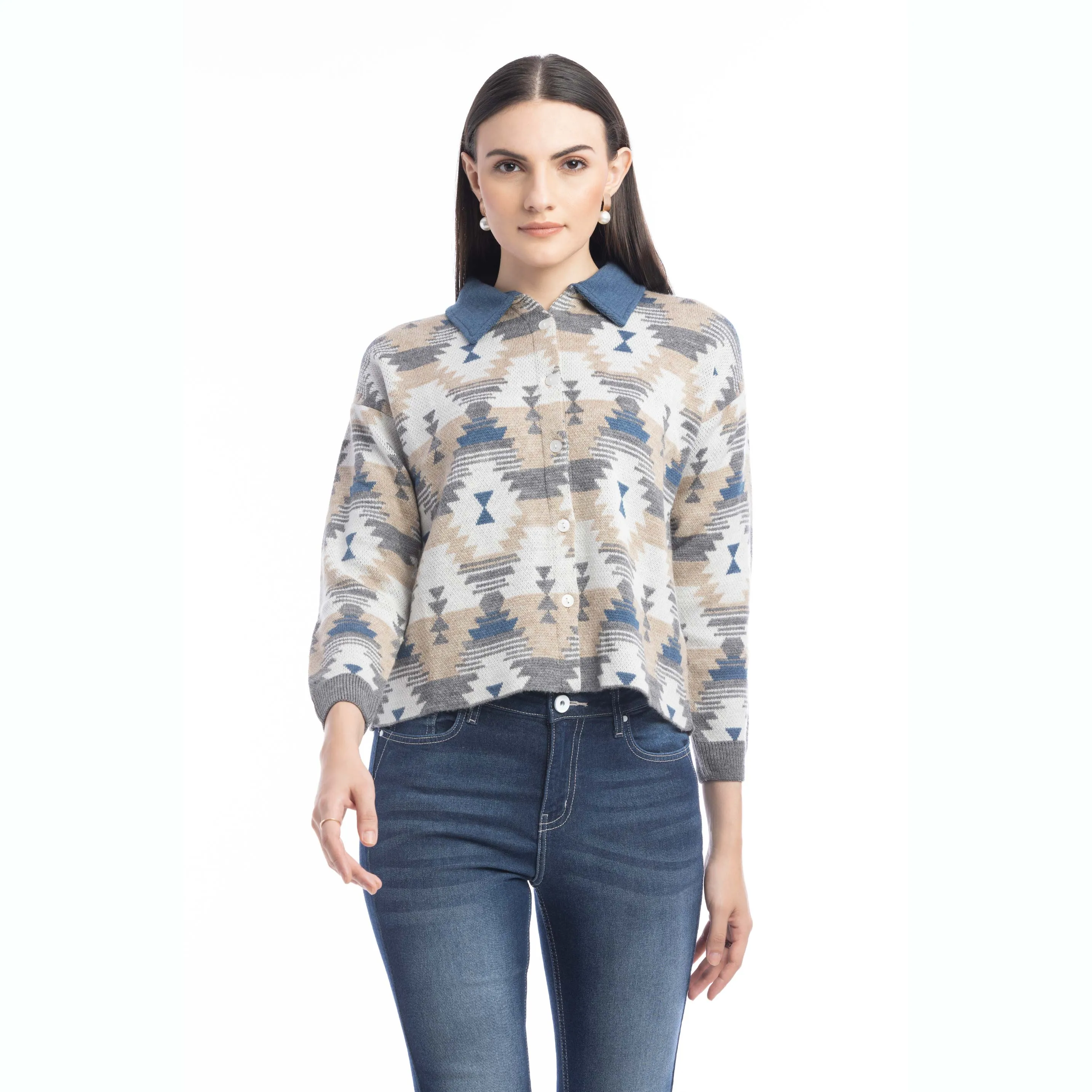 Raign Button Front Shacket Sweater sold by Myra Bag