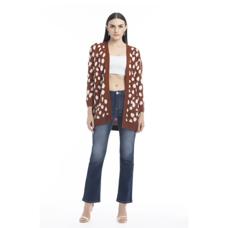 Nora Animal Print Cardigan In Russet sold by Myra Bag
