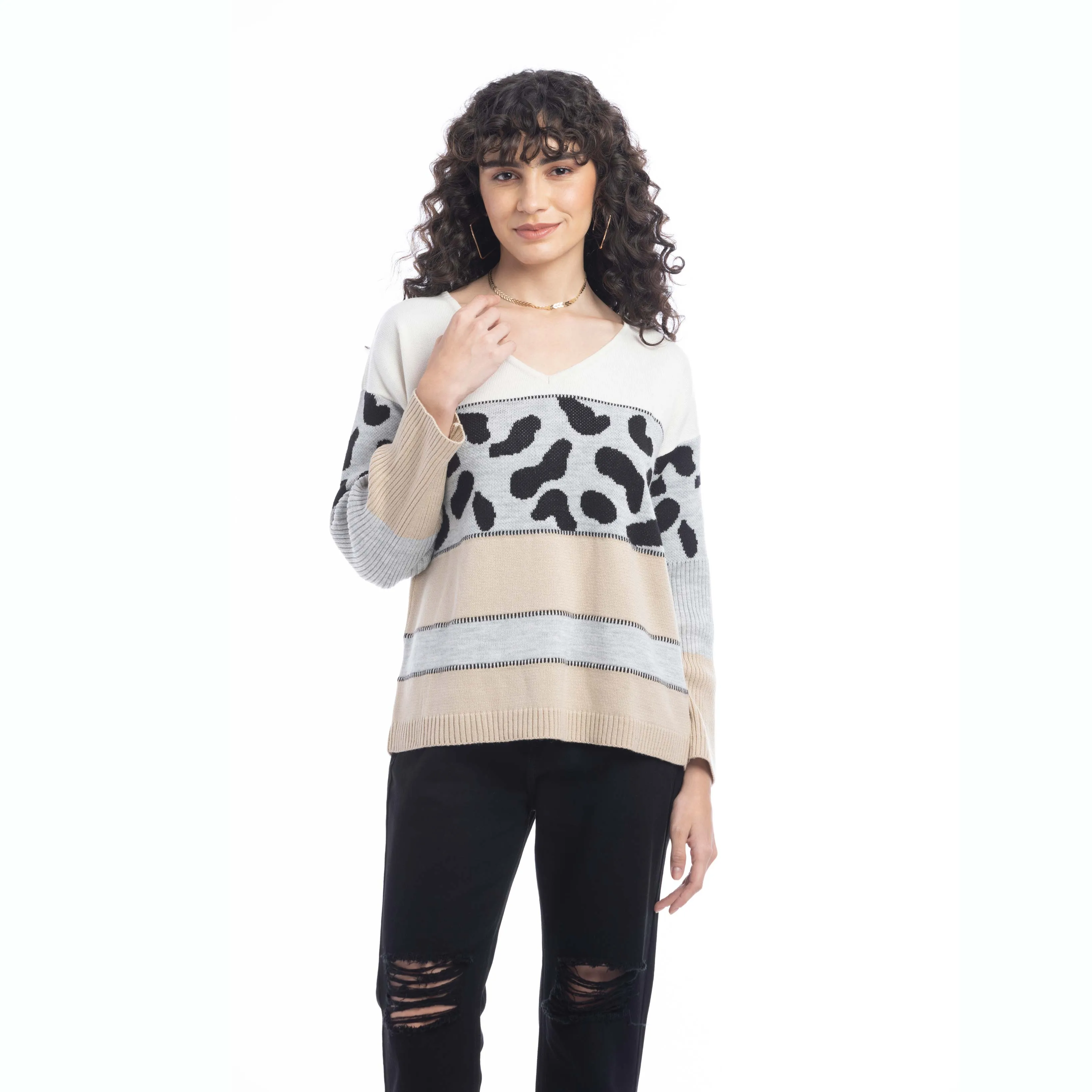Poppy Animal Print Accent Sweater sold by Myra Bag product image thumbnail 2