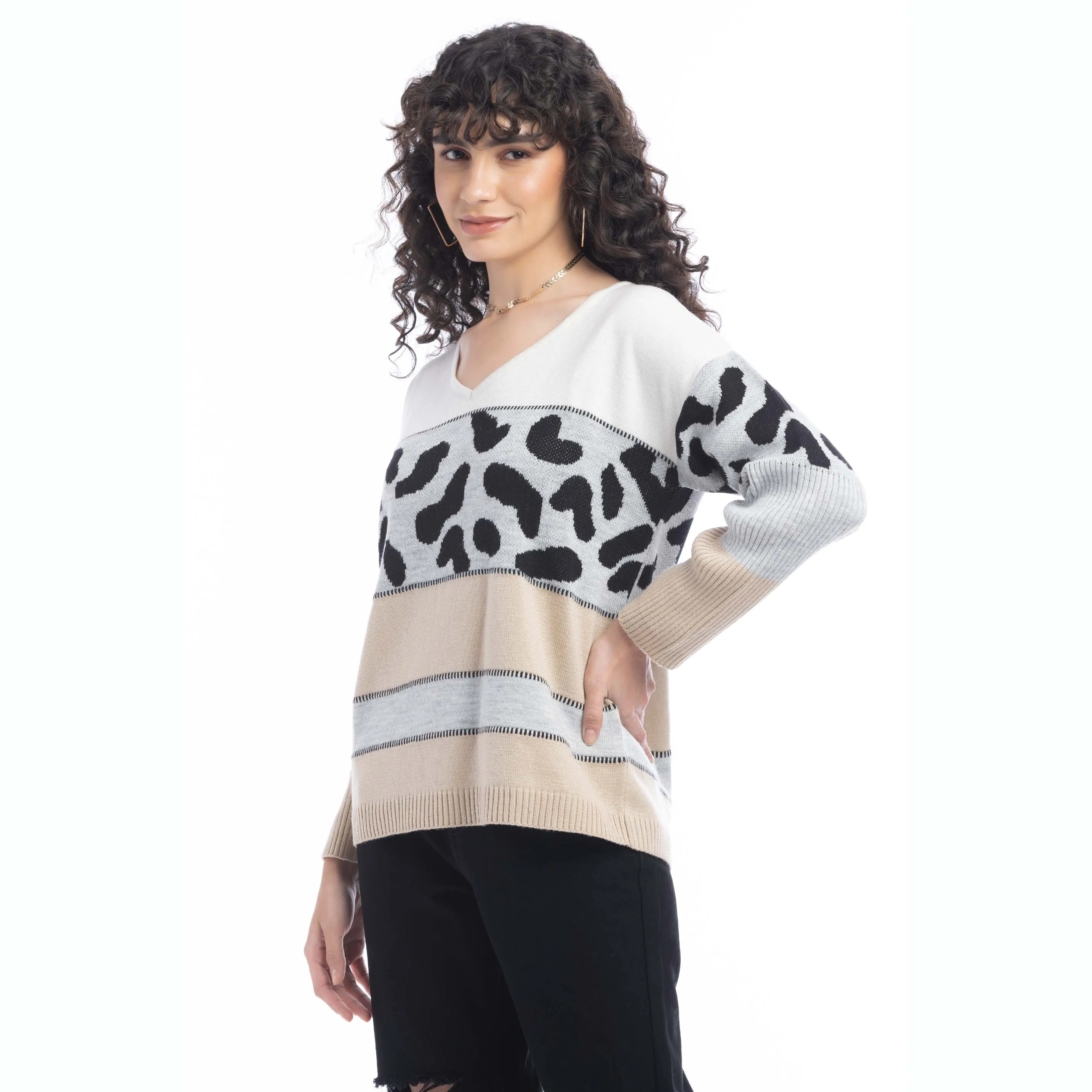 Poppy Animal Print Accent Sweater sold by Myra Bag product image thumbnail 3
