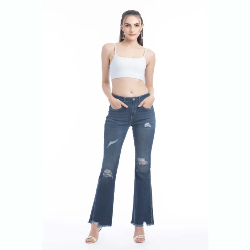 Micah Distressed Frayed Hem Jeans sold by Myra Bag