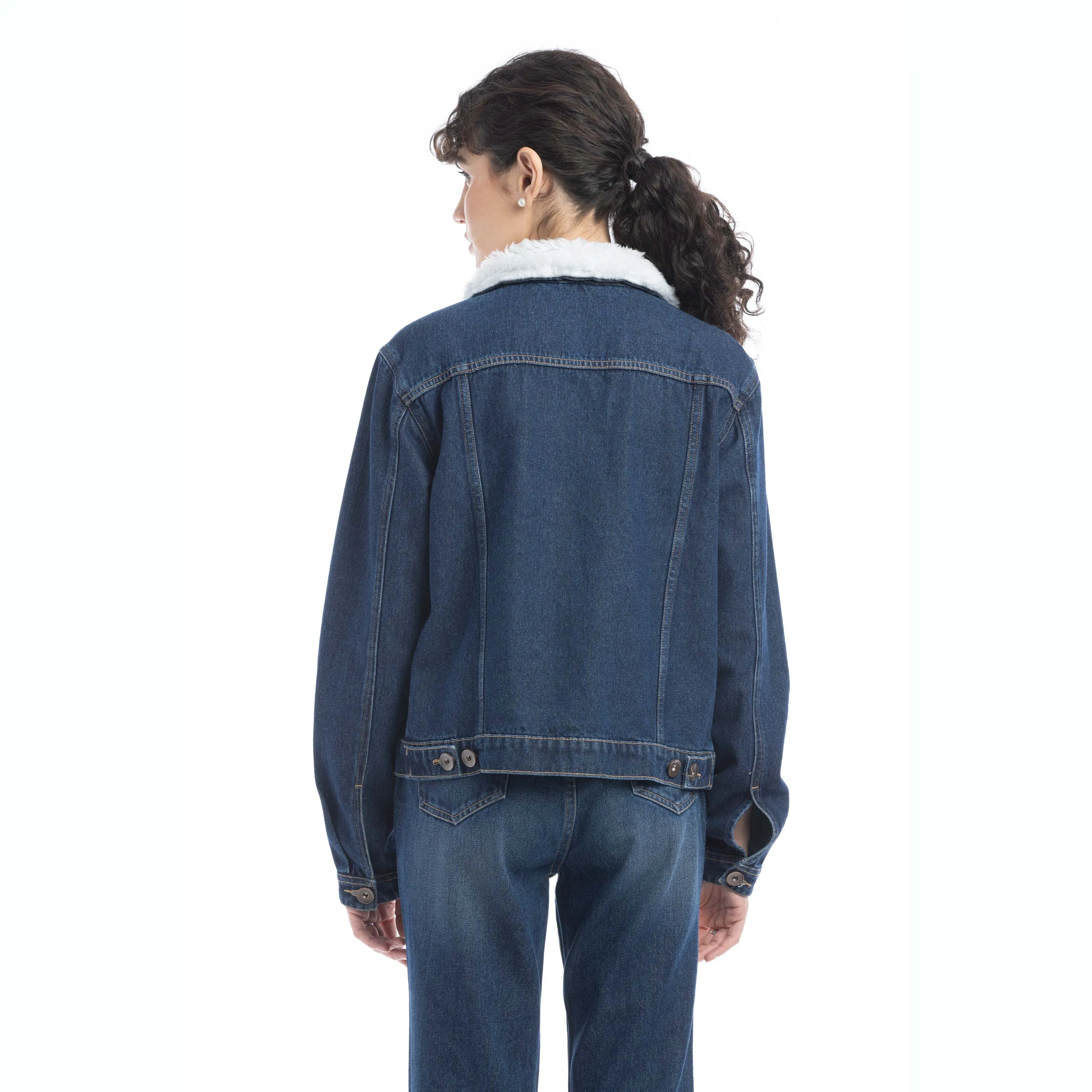 Addilyn Fleece Lined Denim Jacket sold by Myra Bag product image thumbnail 4