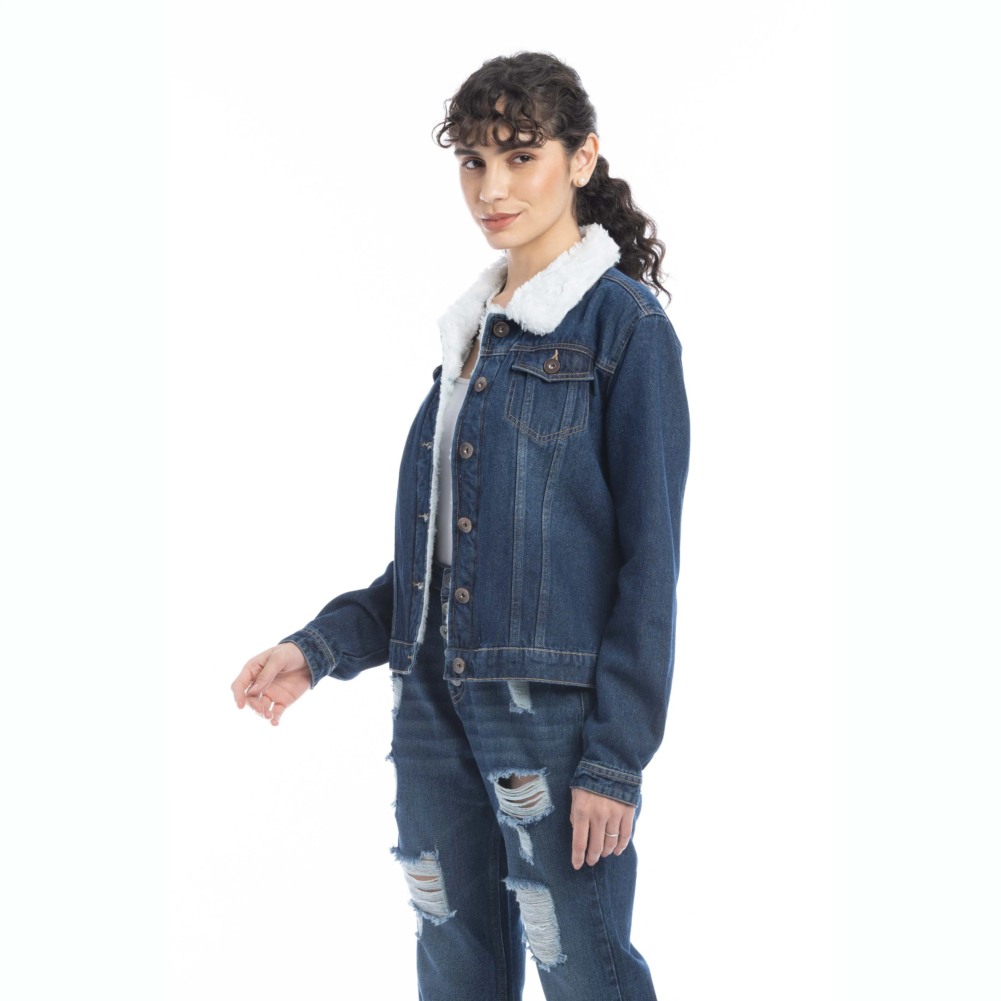 Addilyn Fleece Lined Denim Jacket sold by Myra Bag product image thumbnail 2