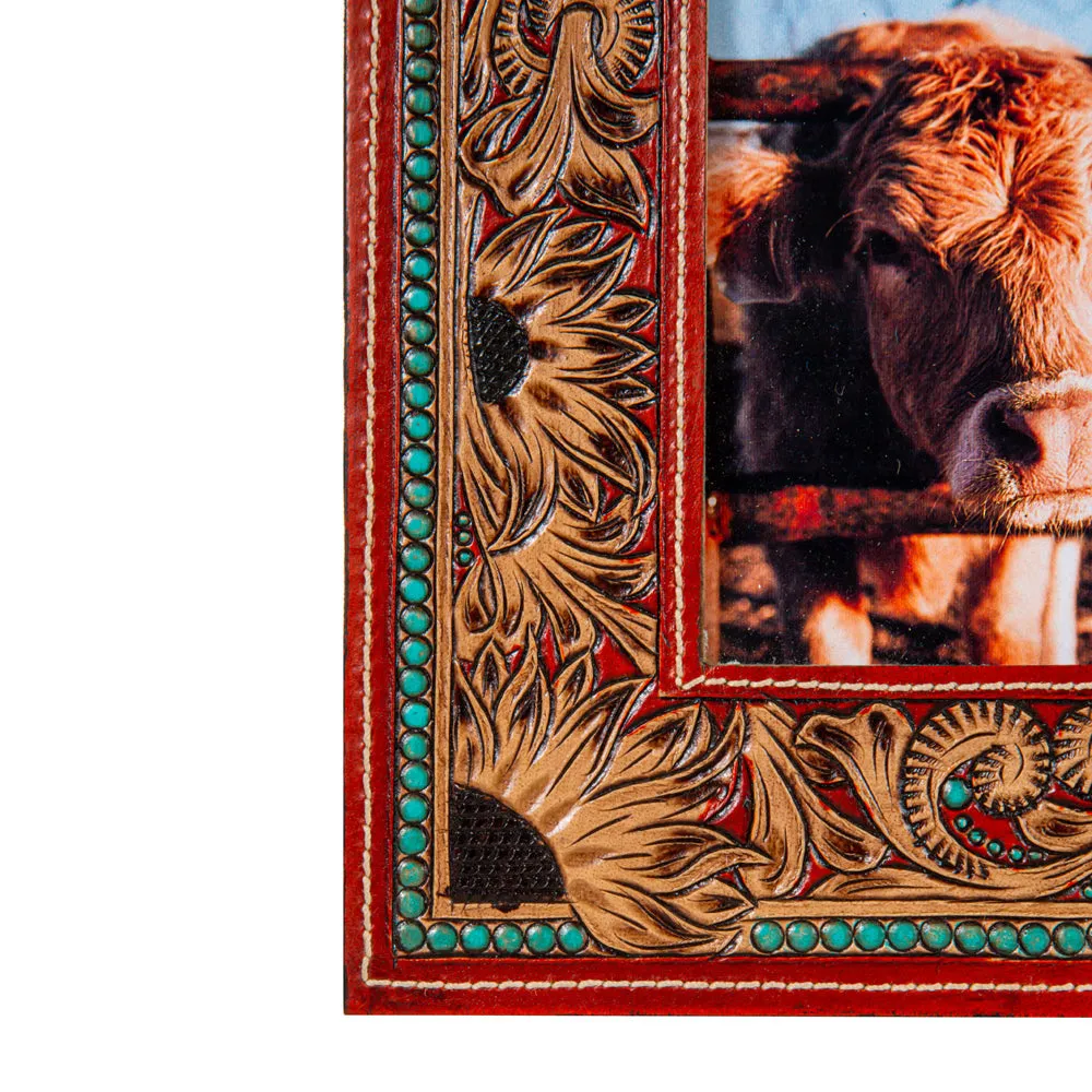 Devonnie’s Sunflowers Hand-Tooled Photo Frame sold by Myra Bag product image thumbnail 4