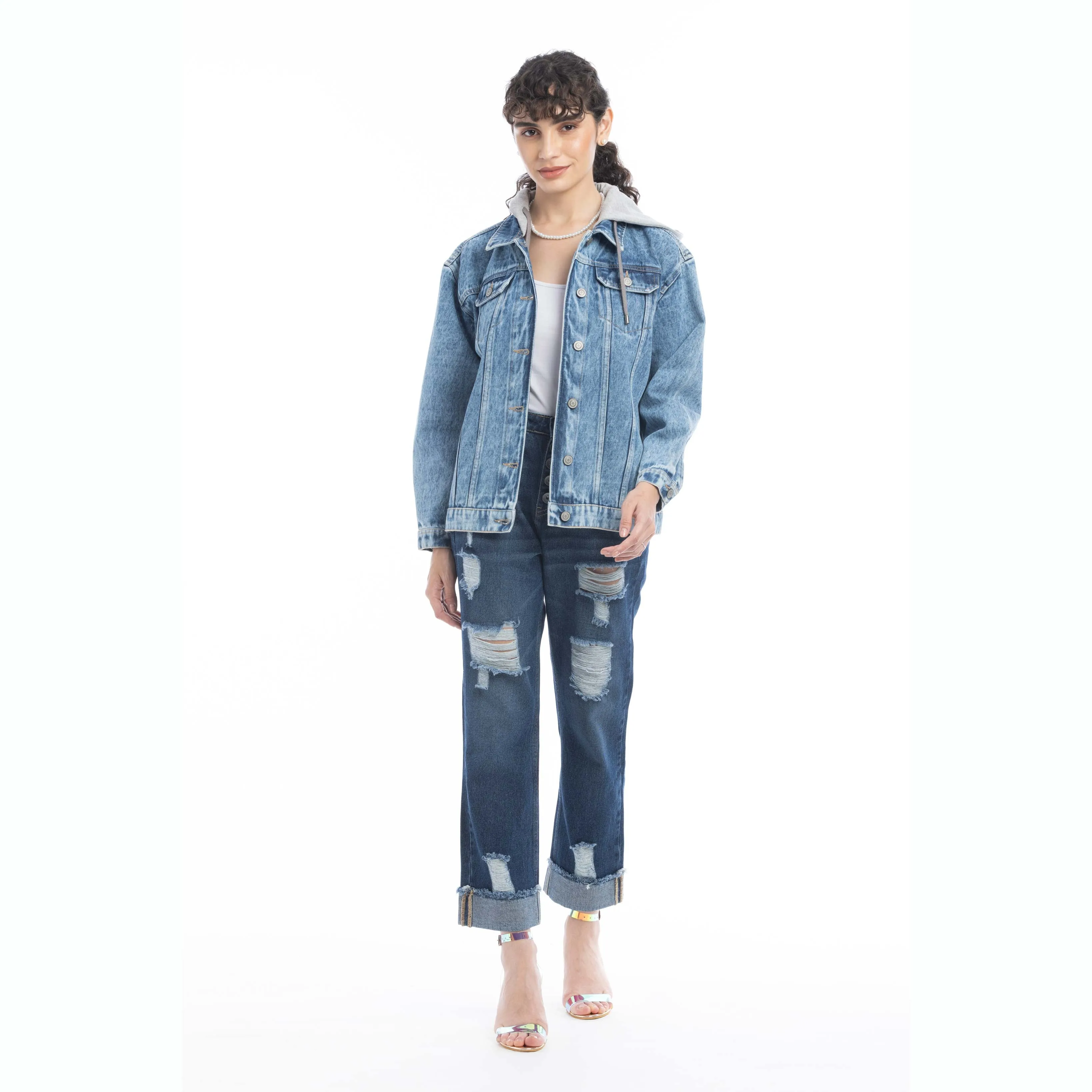 Kayleigh Hoodie Denim Jacket sold by Myra Bag product image thumbnail 5