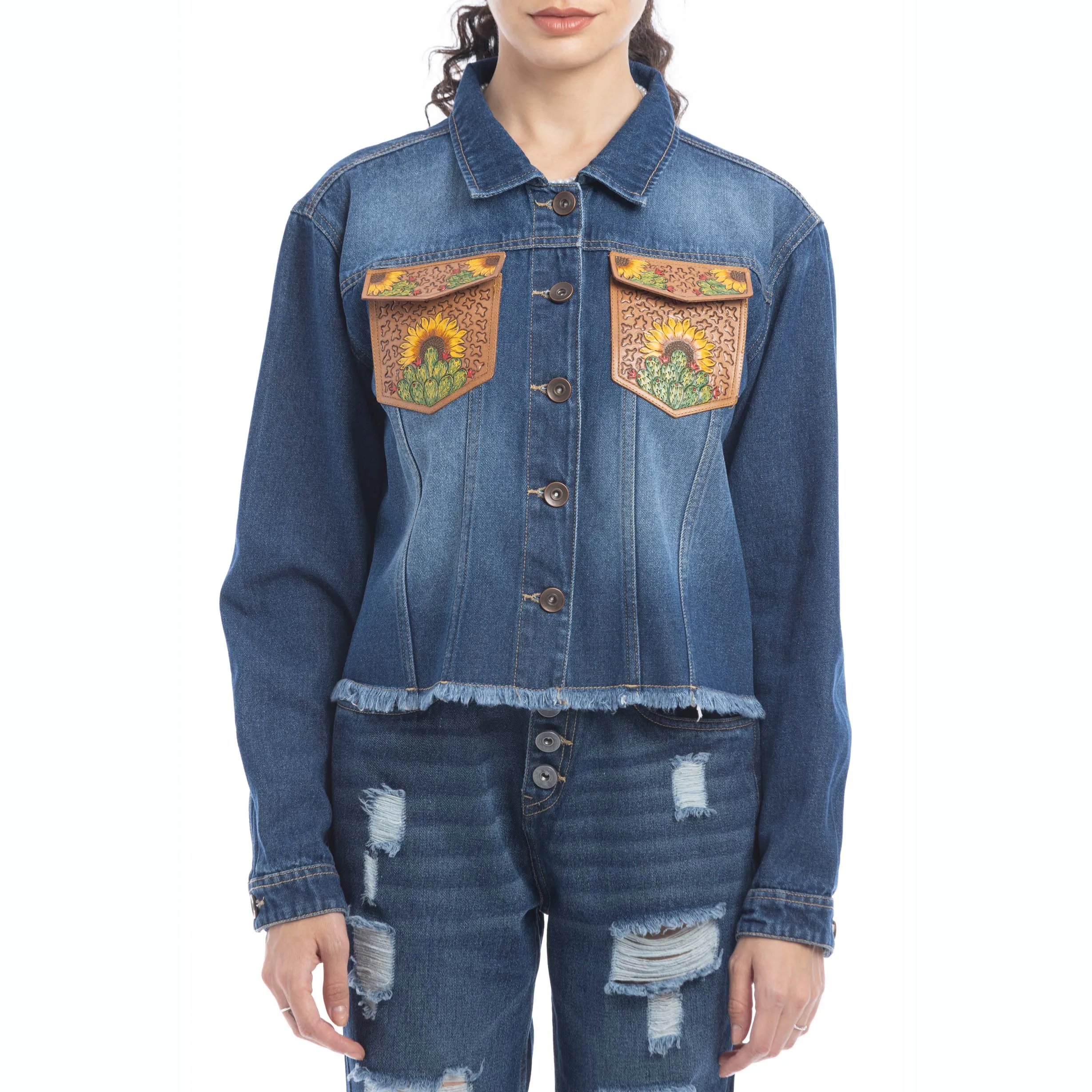 Azalea Prairie Cactus Accent Denim Jacket sold by Myra Bag product image thumbnail 3