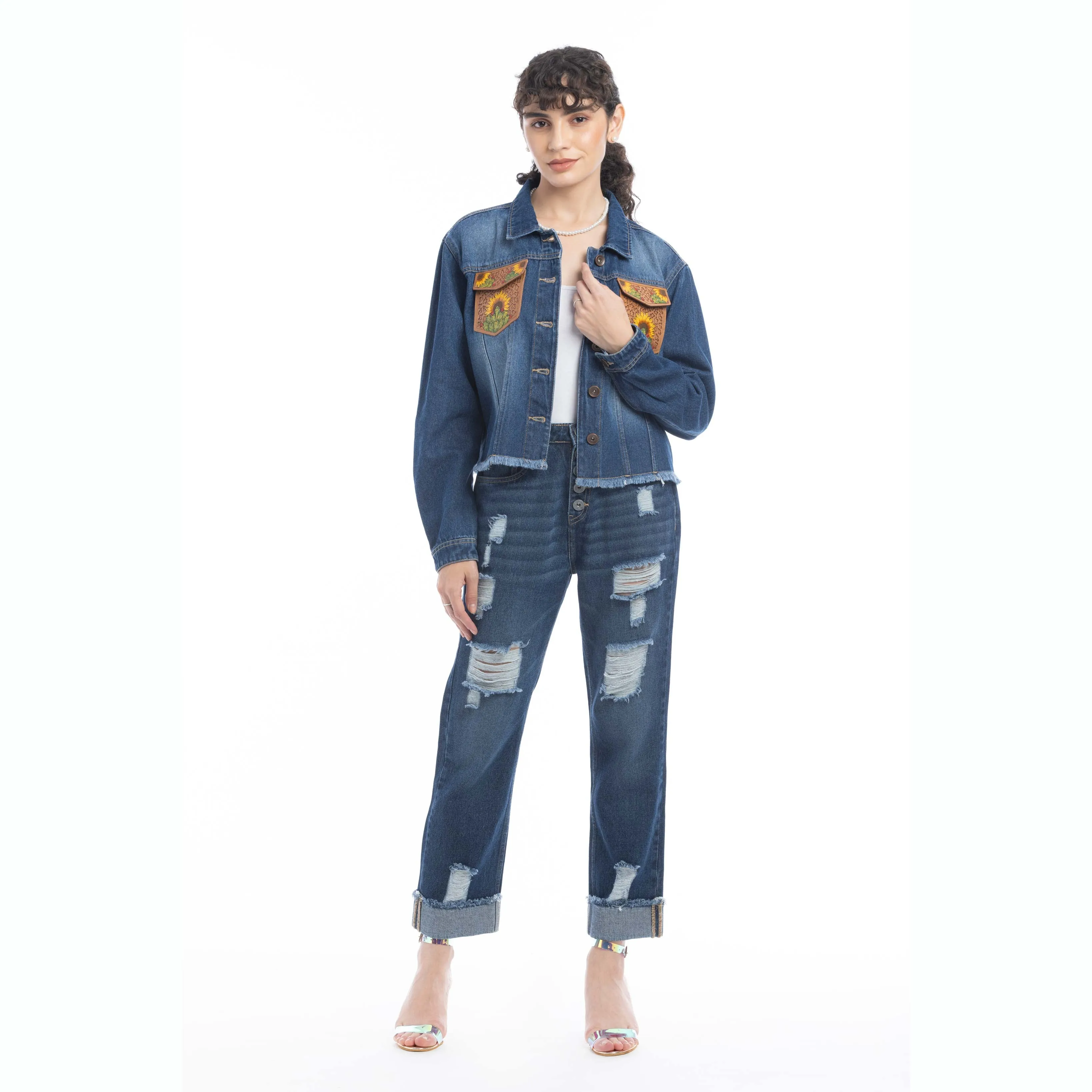 Azalea Prairie Cactus Accent Denim Jacket sold by Myra Bag product image thumbnail 5