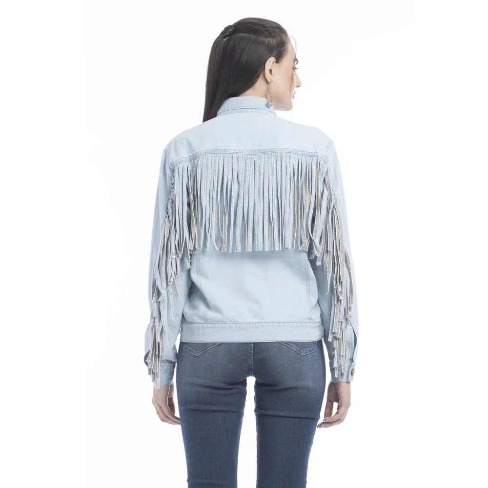 Cassie Fringed Light Wash Denim Jacket sold by Myra Bag product image thumbnail 2