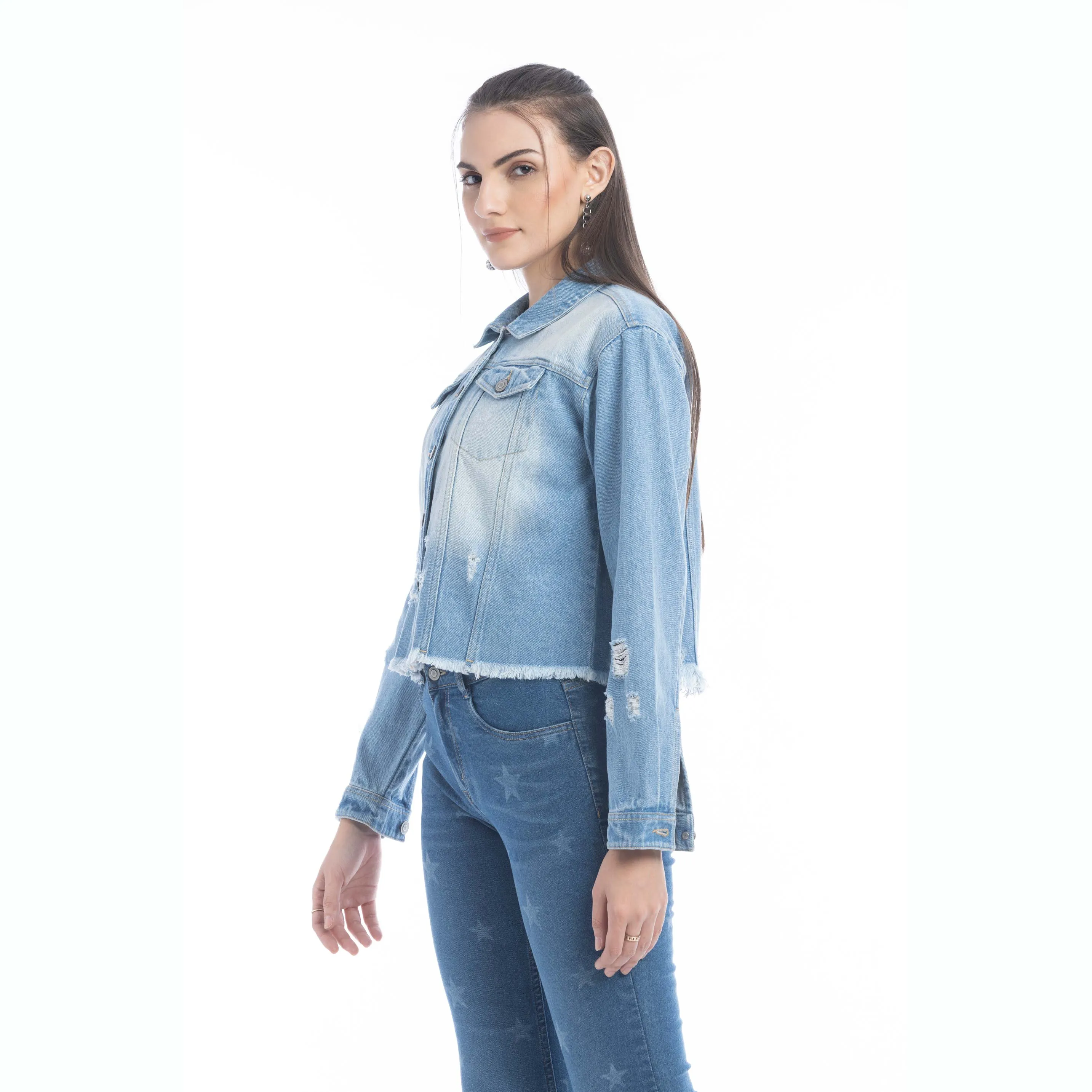 Francesca Frayed Hem Denim Jacket sold by Myra Bag product image thumbnail 2