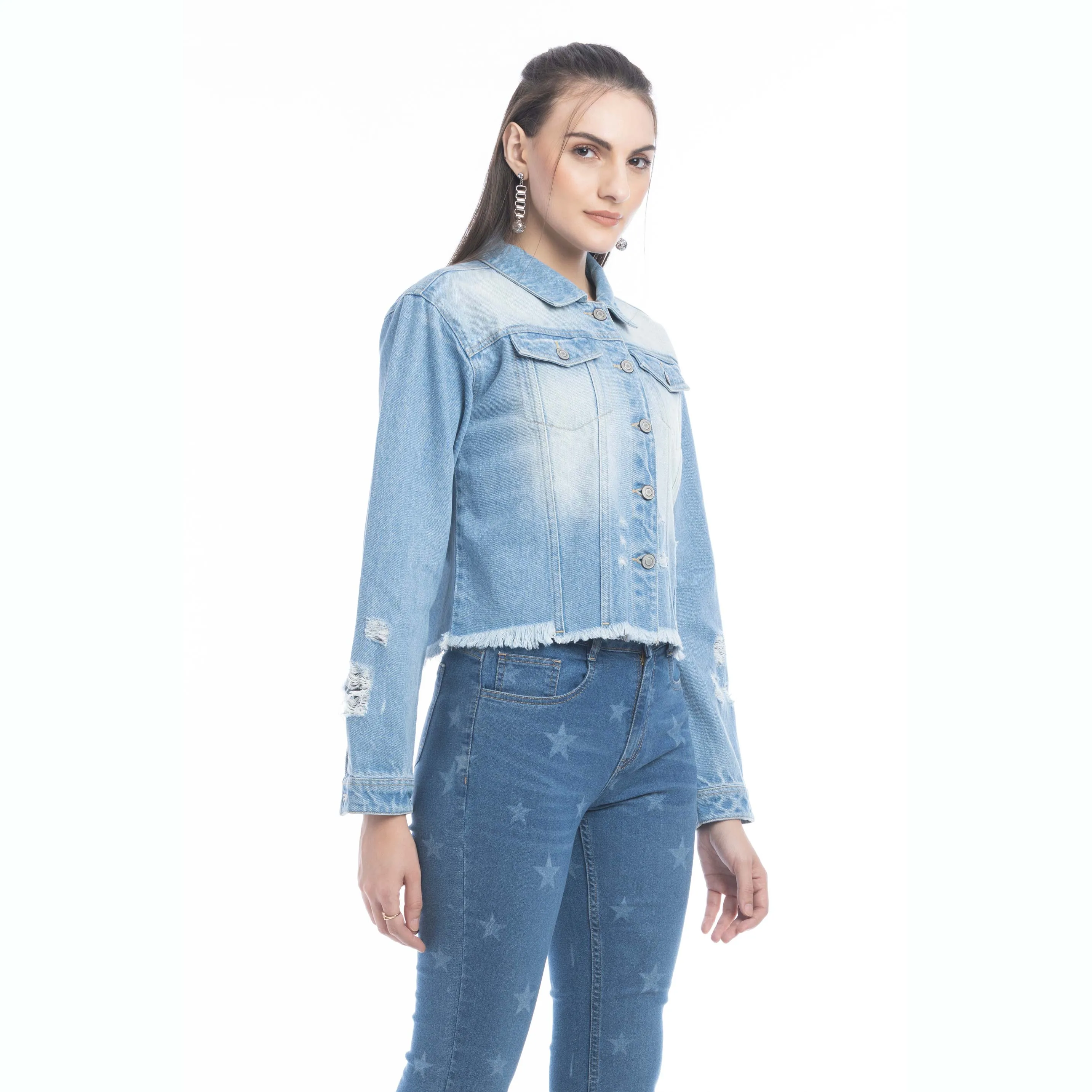 Francesca Frayed Hem Denim Jacket sold by Myra Bag product image thumbnail 3
