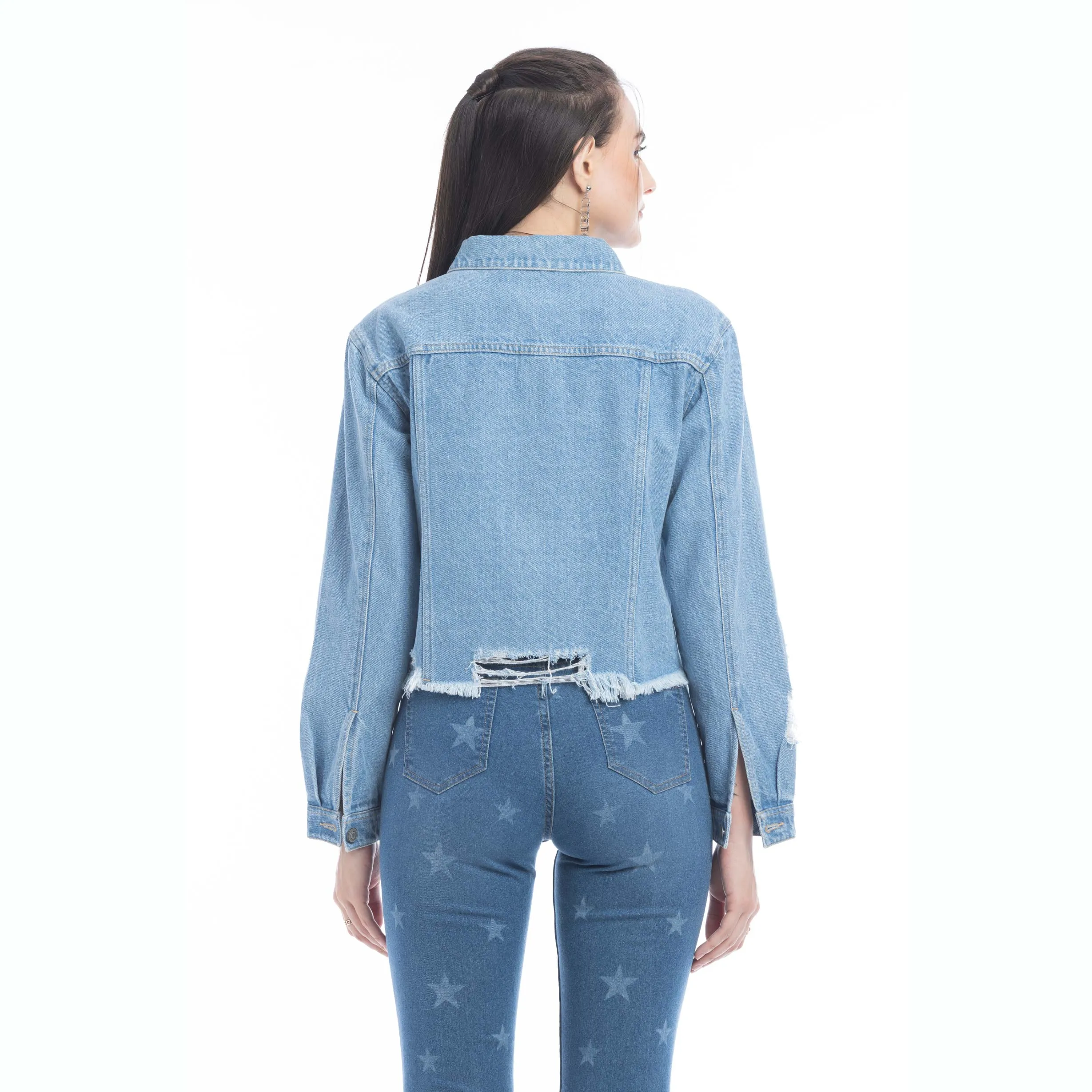 Francesca Frayed Hem Denim Jacket sold by Myra Bag product image thumbnail 4