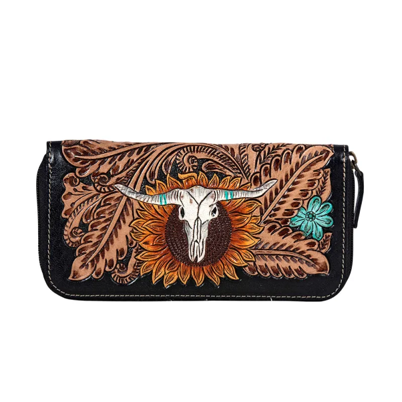 Spirit of the Herd Hand-Tooled Wallet sold by Myra Bag