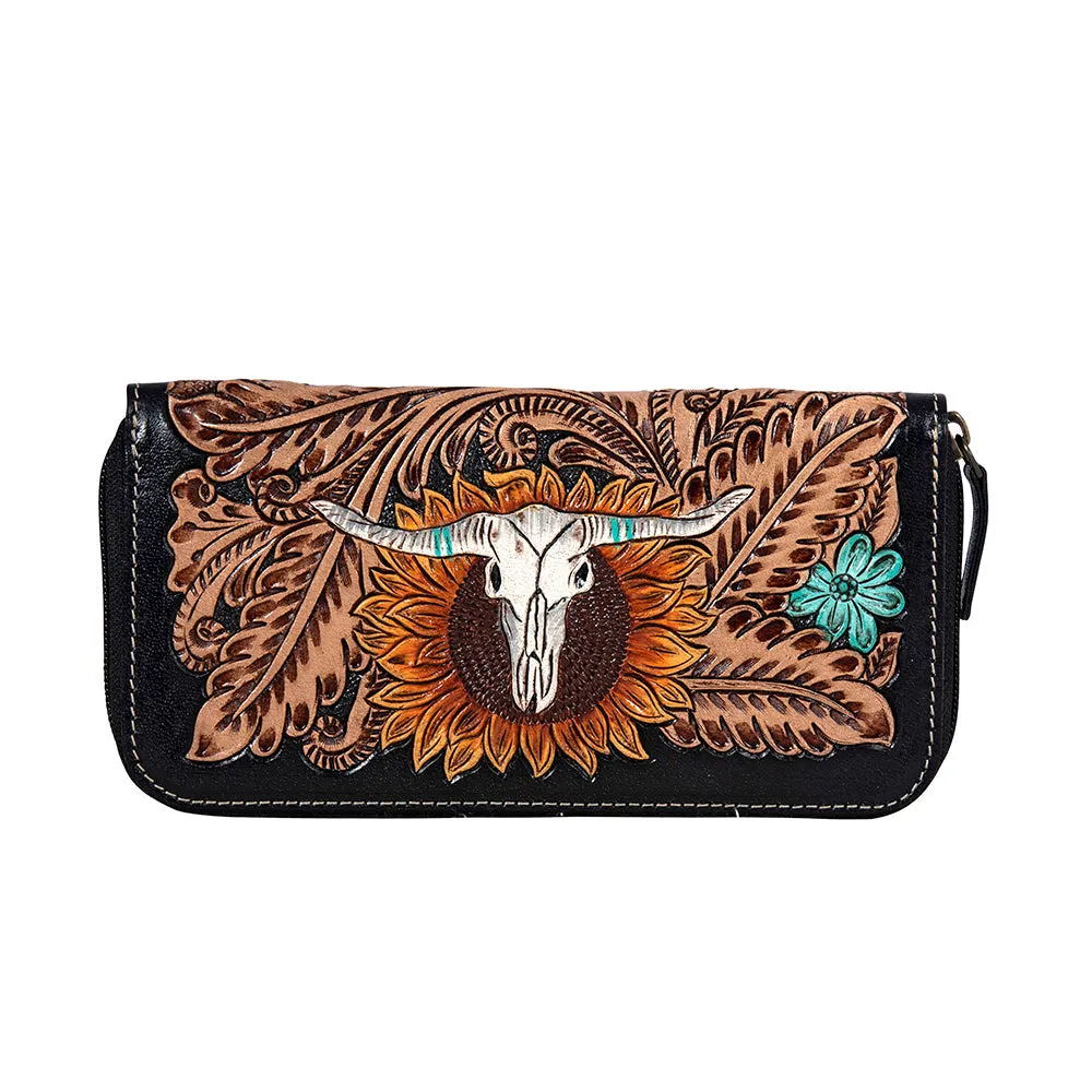 Spirit of the Herd Hand-Tooled Wallet sold by Myra Bag
