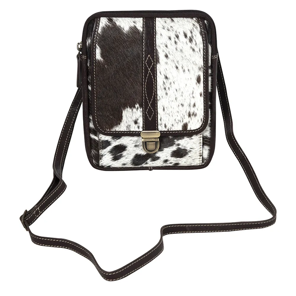 Santa Mesa Mini Leather & Hairon Bag in Dark Hair-on Hide sold by Myra Bag
