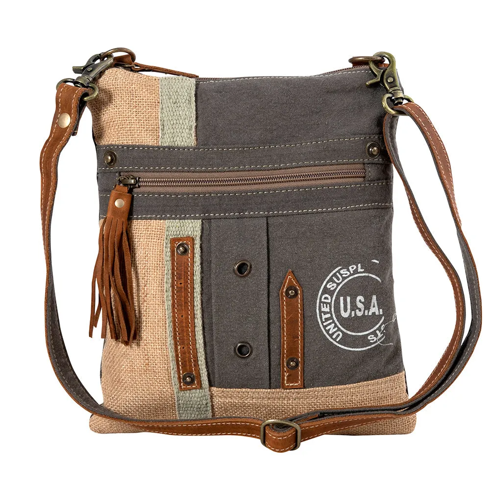 USA Canvas Patch Crossbody Bag sold by Myra Bag