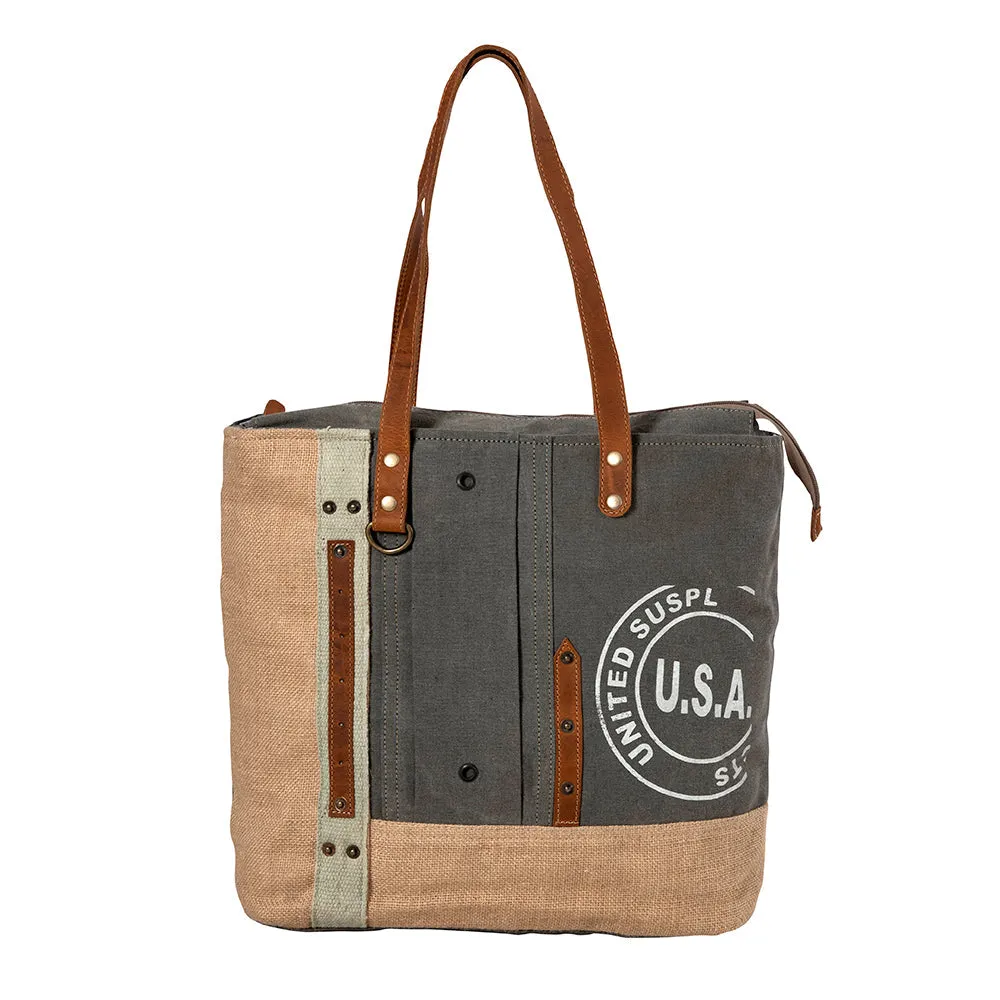 USA Canvas Patch Tote Bag sold by Myra Bag
