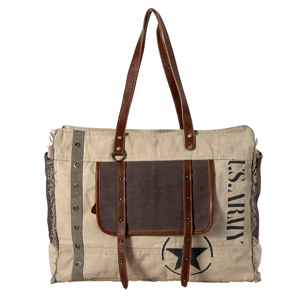 Army Motif Weekender Bag sold by Myra Bag